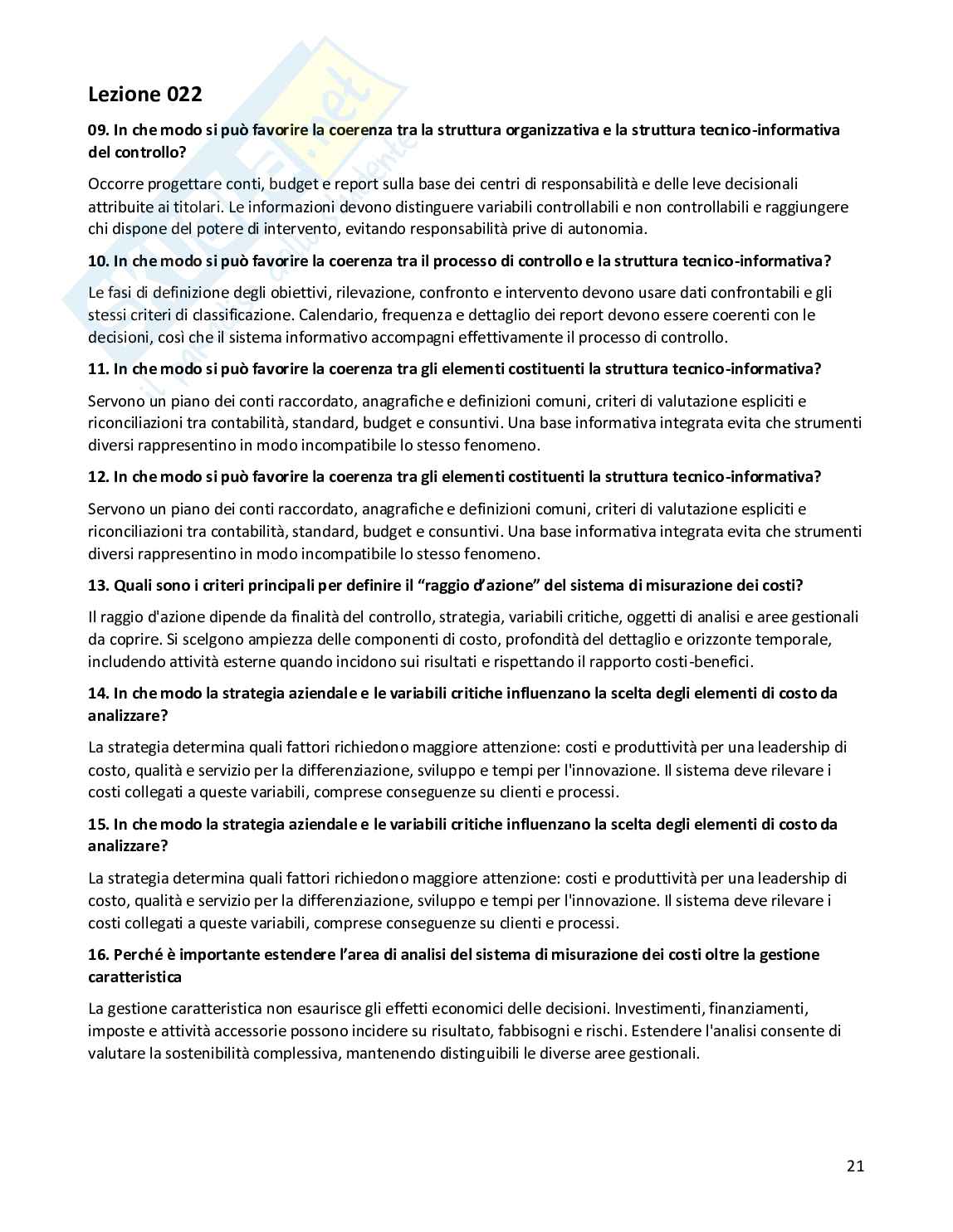 Risposte aperte Programmazione e controllo, 2026 Pag. 21