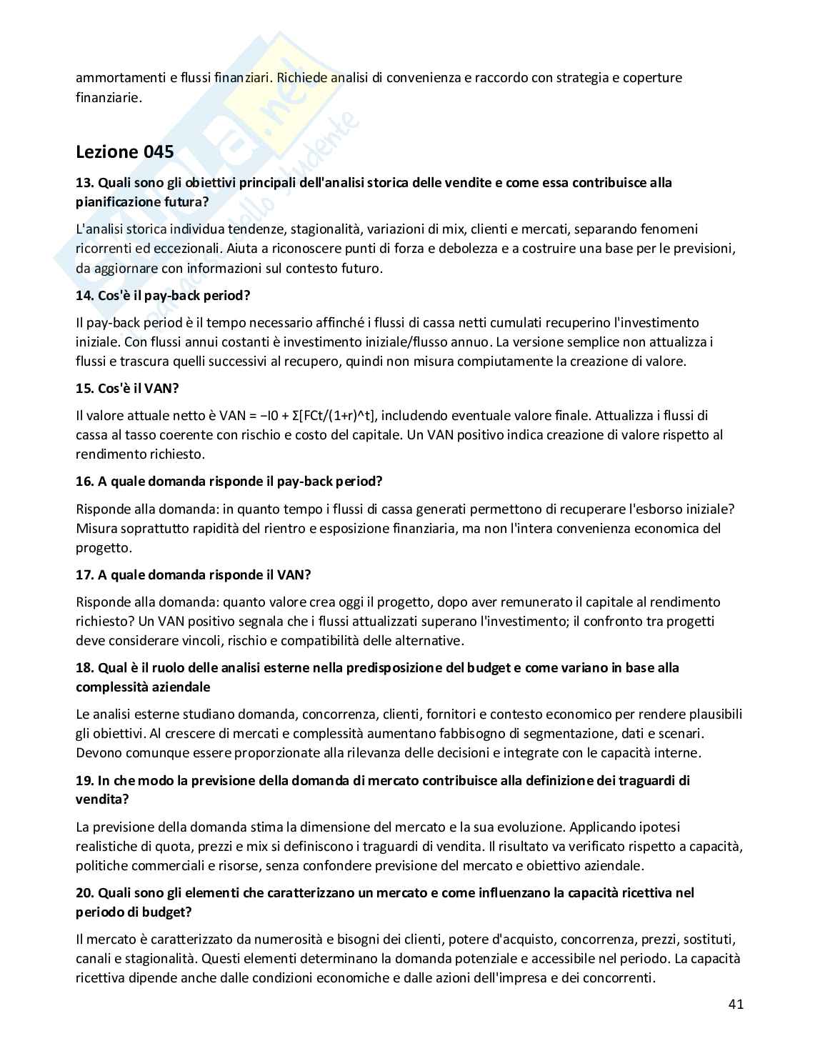 Risposte aperte Programmazione e controllo, 2026 Pag. 41