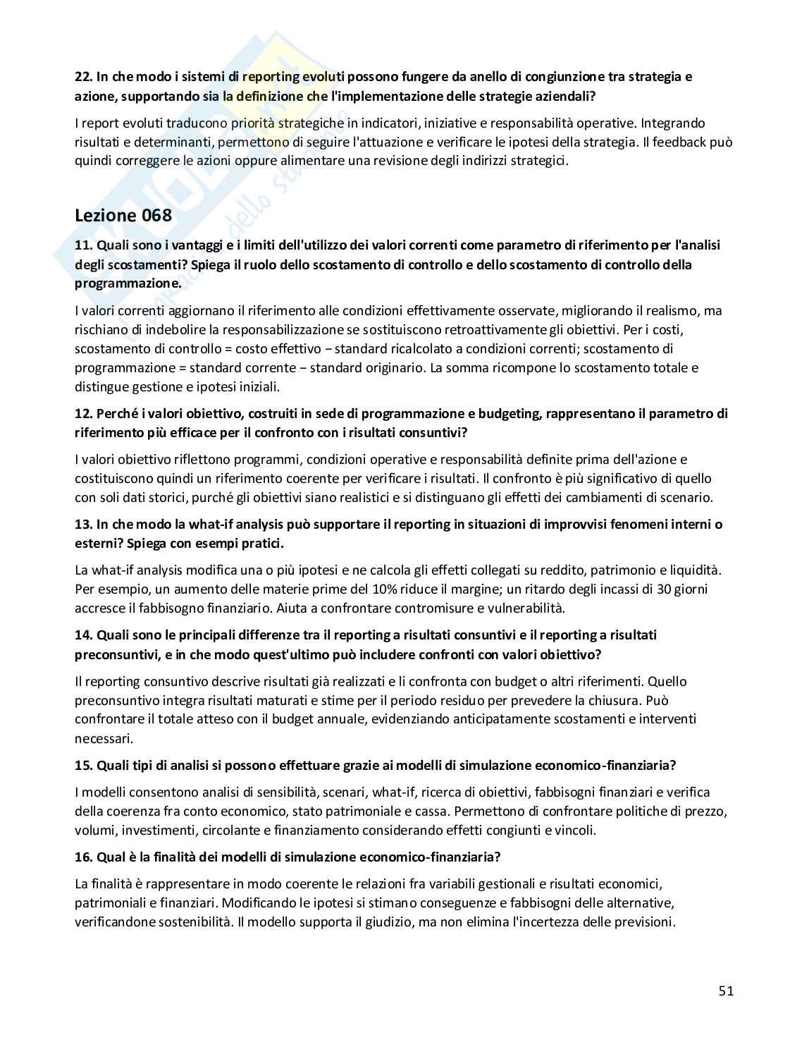Risposte aperte Programmazione e controllo, 2026 Pag. 51