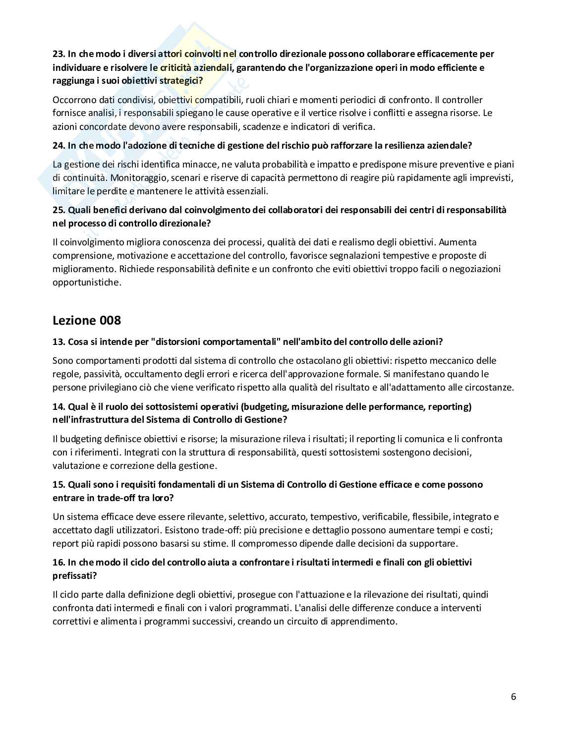 Risposte aperte Programmazione e controllo, 2026 Pag. 6