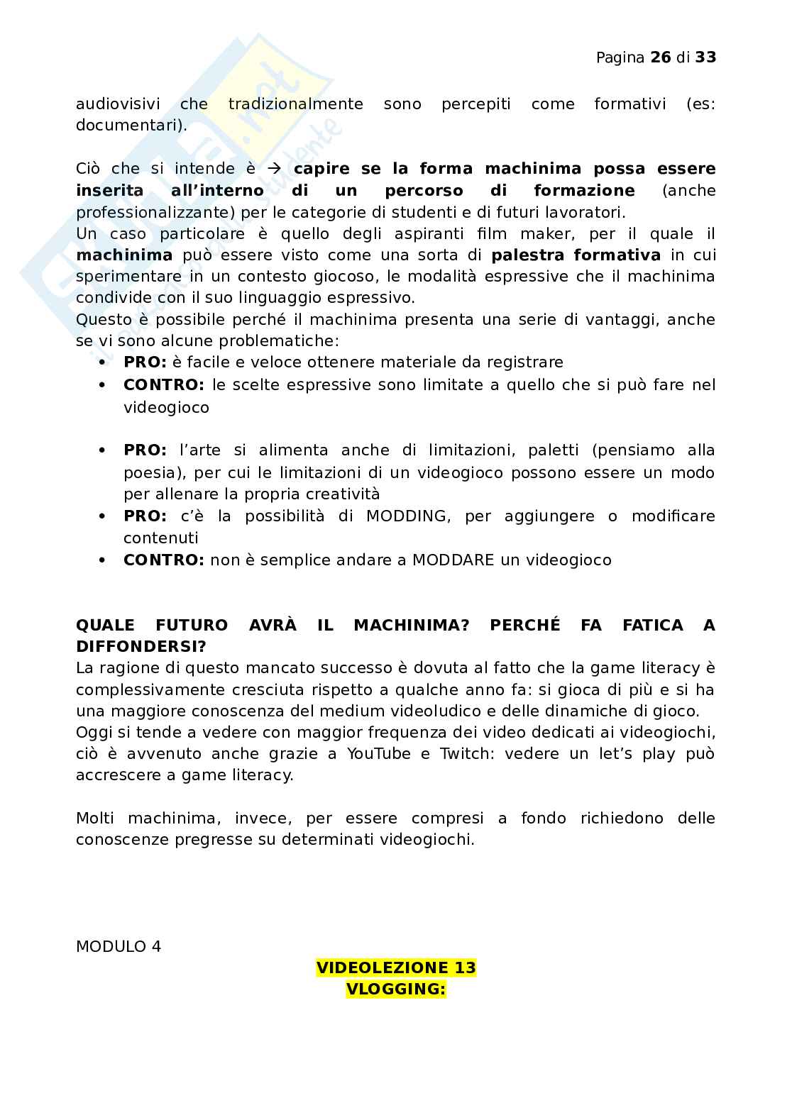 Riassunto esame Forme e generi del cinema e dell’audiovisivo, Prof. Rivoltella Massimo, libro consigliato Forme e generi del cinema e dell’audiovisivo, Francesco Toniolo Pag. 26