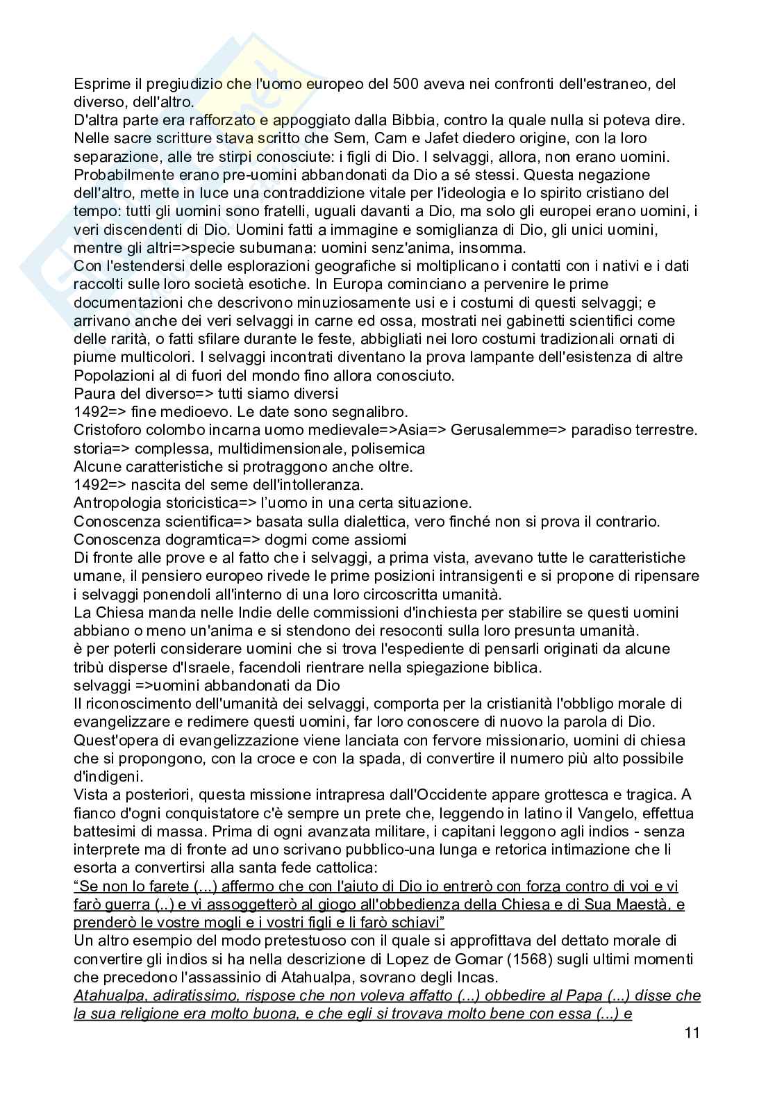 Riassunto esame Antropologia culturale, Prof. Ciccodicola Floriana, libro consigliato Introduzione all'antropologia culturale, Palmeri Pag. 11