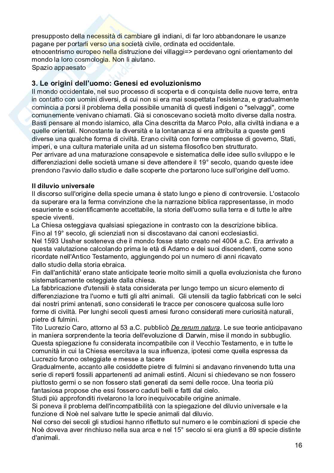 Riassunto esame Antropologia culturale, Prof. Ciccodicola Floriana, libro consigliato Introduzione all'antropologia culturale, Palmeri Pag. 16