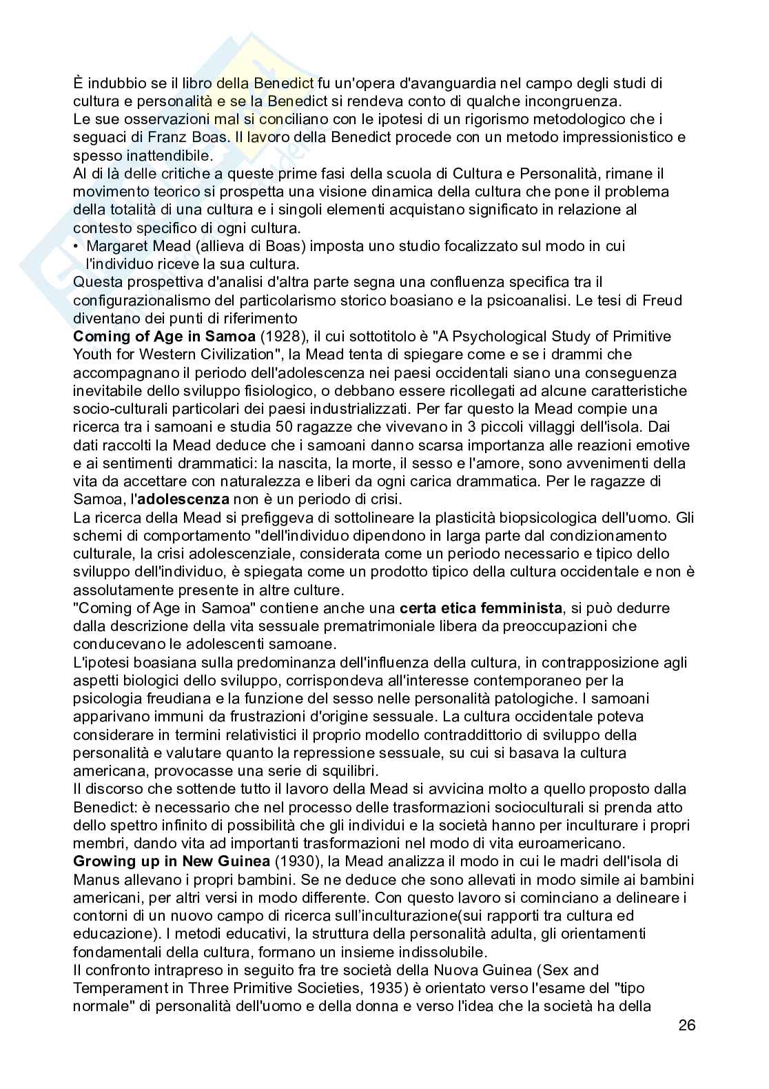 Riassunto esame Antropologia culturale, Prof. Ciccodicola Floriana, libro consigliato Introduzione all'antropologia culturale, Palmeri Pag. 26