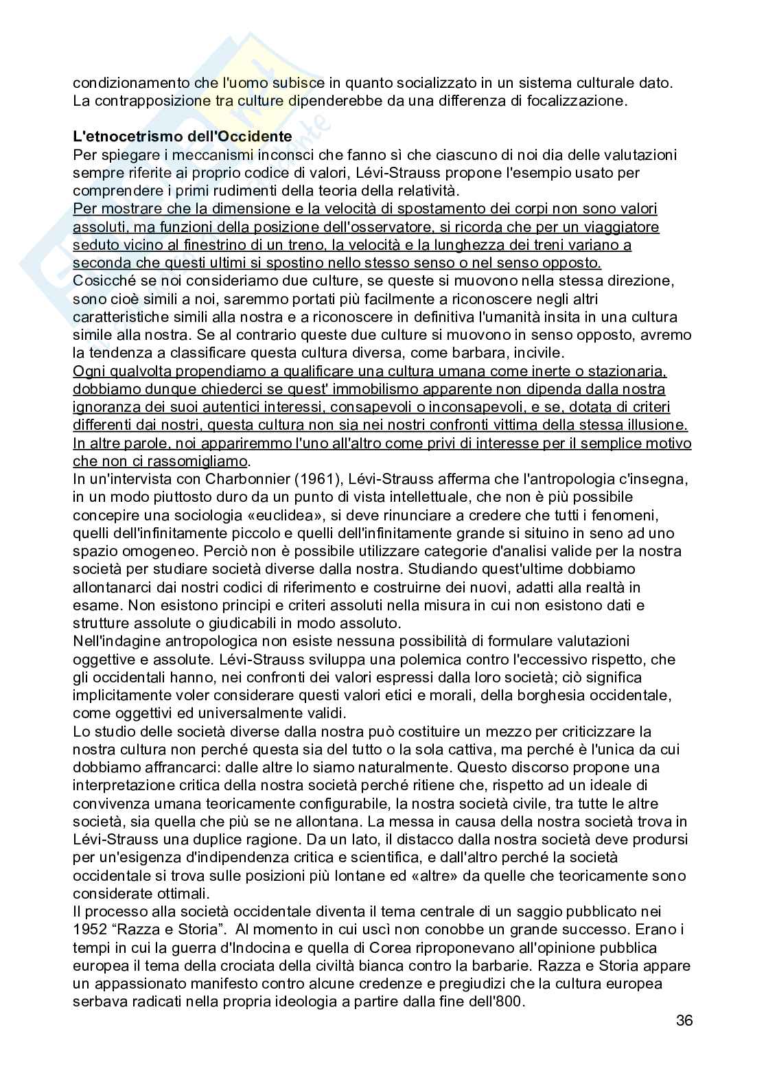 Riassunto esame Antropologia culturale, Prof. Ciccodicola Floriana, libro consigliato Introduzione all'antropologia culturale, Palmeri Pag. 36