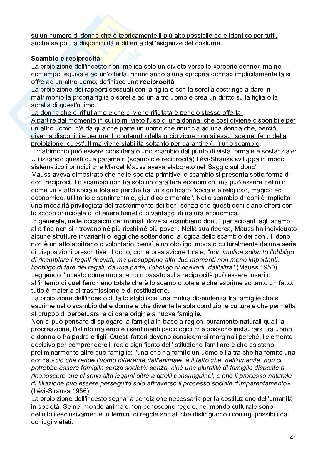 Riassunto esame Antropologia culturale, Prof. Ciccodicola Floriana, libro consigliato Introduzione all'antropologia culturale, Palmeri Pag. 41
