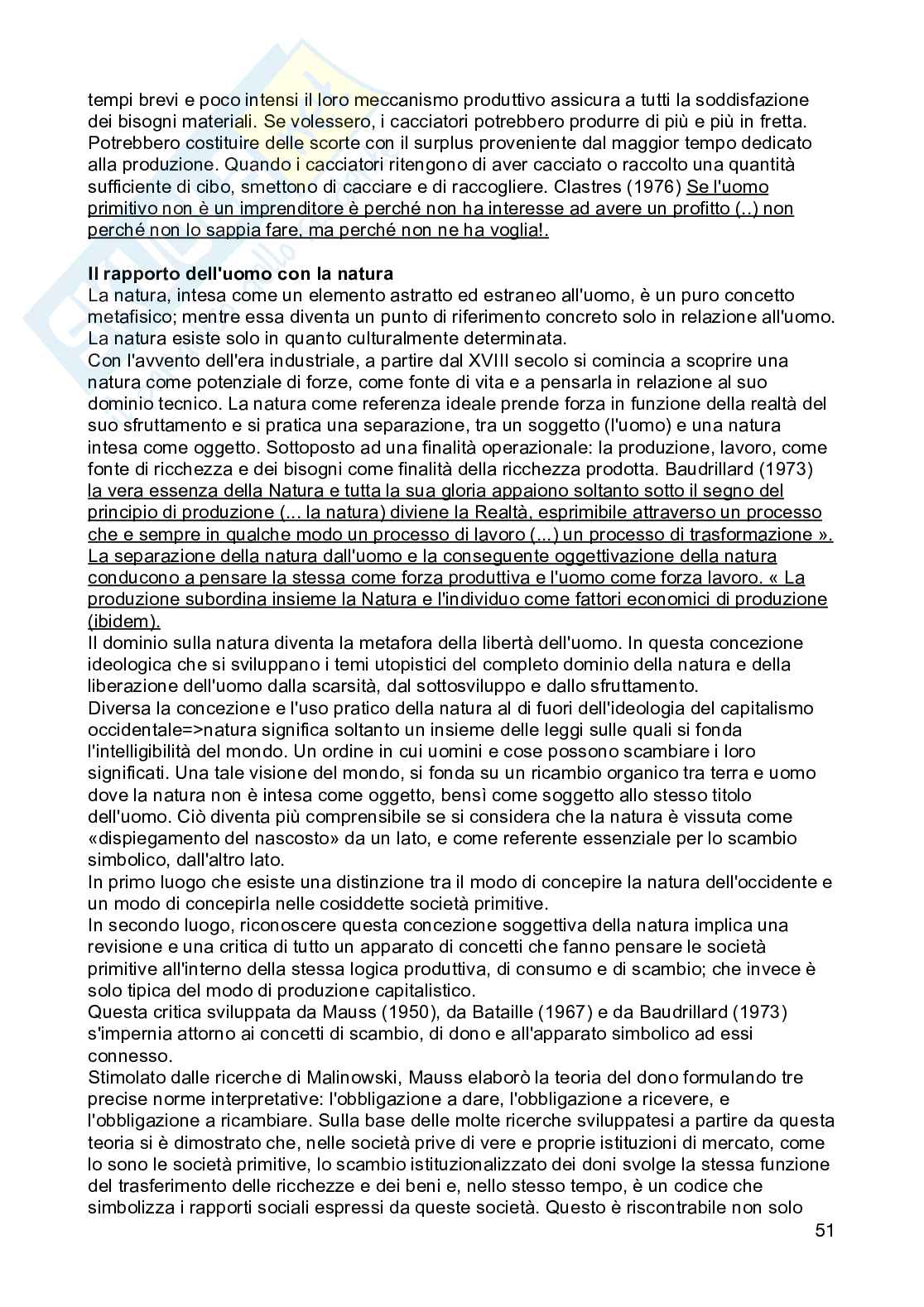Riassunto esame Antropologia culturale, Prof. Ciccodicola Floriana, libro consigliato Introduzione all'antropologia culturale, Palmeri Pag. 51