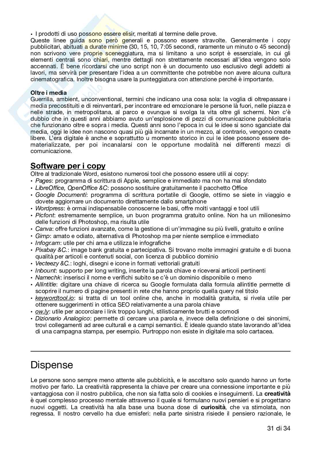 Appunti personali per l'esame di Laboratorio di Creatività Pubblicitaria, prof. Livi Pag. 31