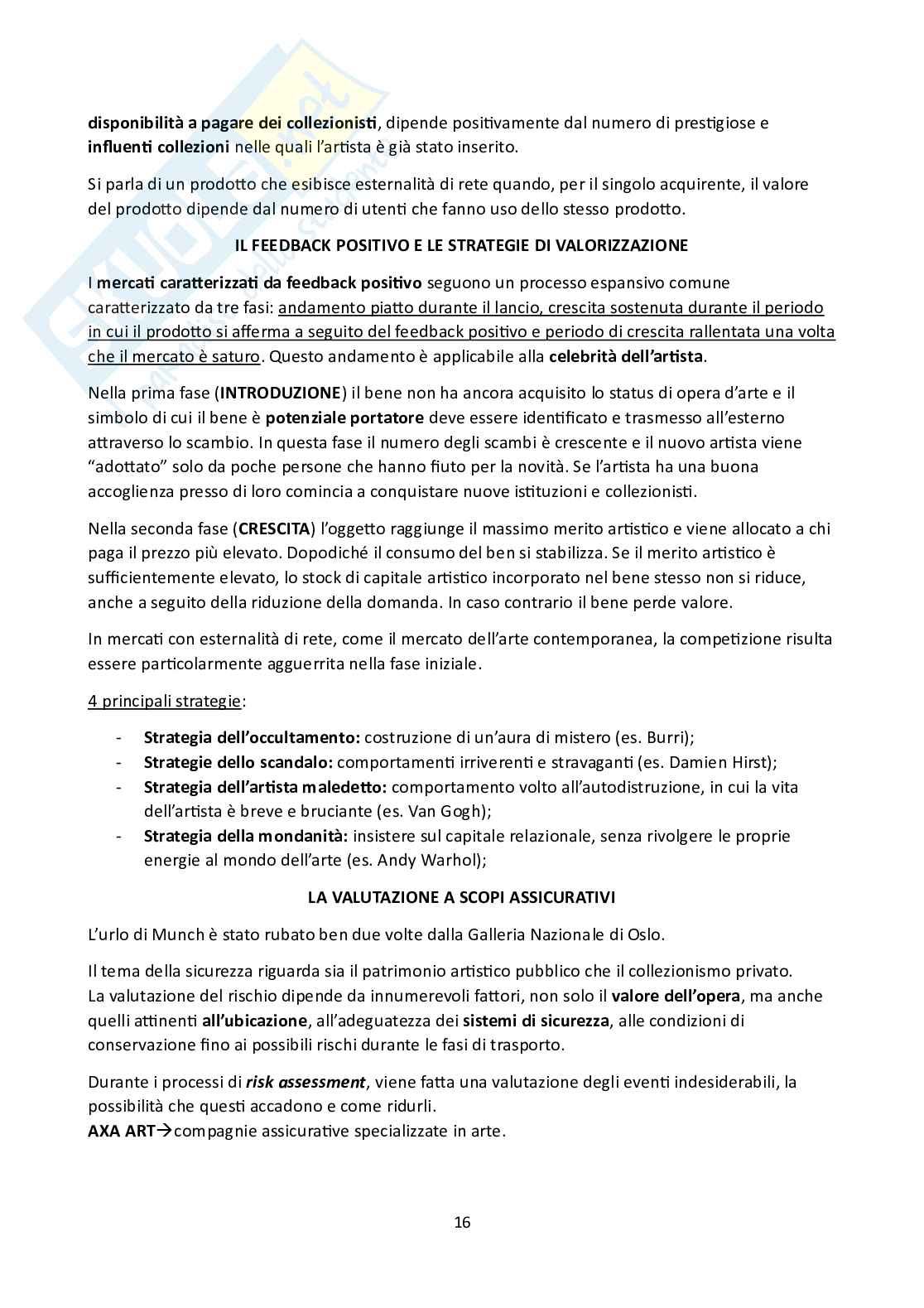 Riassunto esame Sistemi di gestione dell'arte contemporanea, Prof. Addis Ginevra, libro consigliato L'economia dell'arte contemporanea. Mercati, strategie e star system, Alessia Zorloni Pag. 16