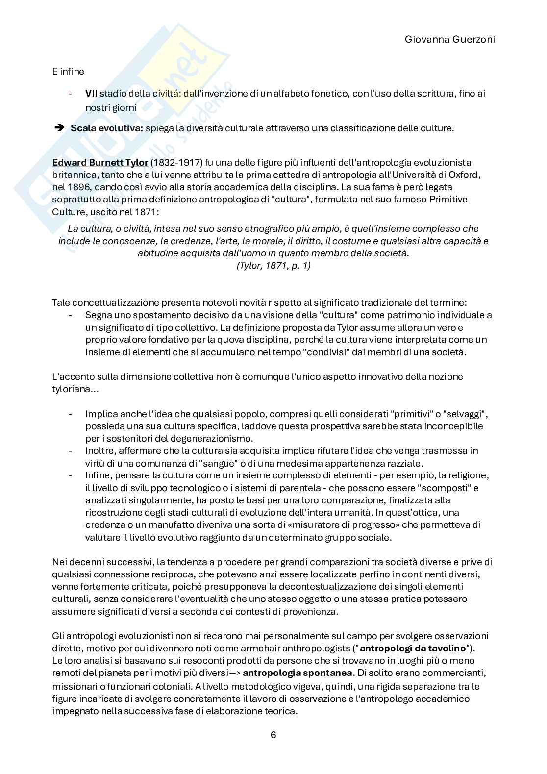 Riassunto esame Antropologia culturale, Prof. Guerzoni Giovanna, libro consigliato Antropologia per insegnare , Tassan  Pag. 6
