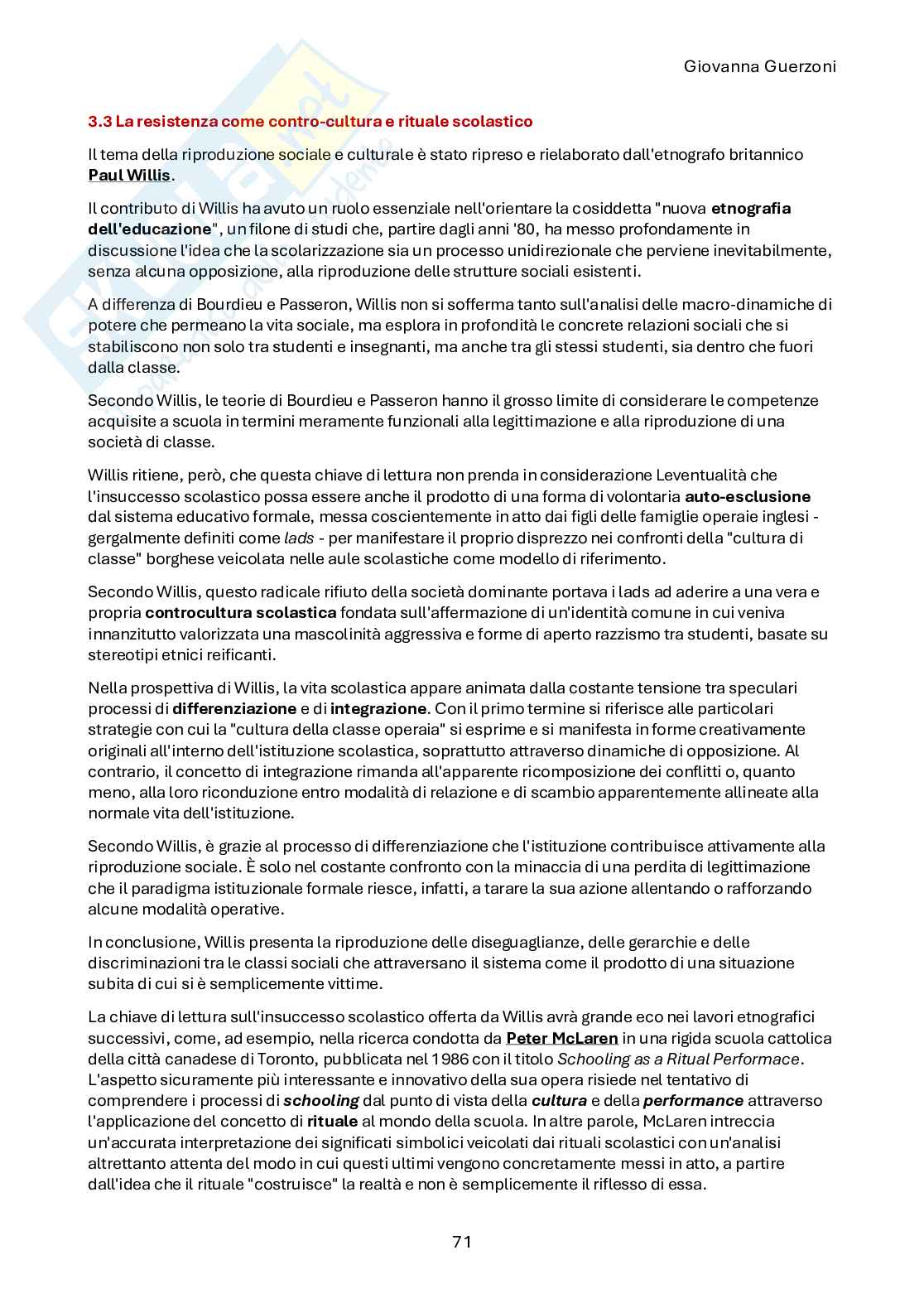 Riassunto esame Antropologia culturale, Prof. Guerzoni Giovanna, libro consigliato Antropologia per insegnare , Tassan  Pag. 71