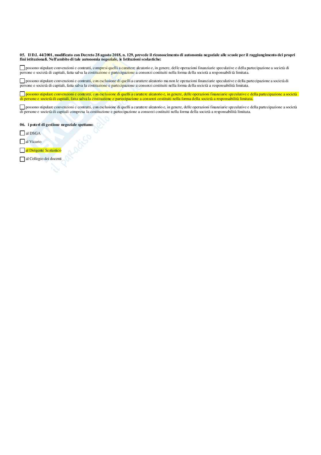 Paniere Principi, legislazione emanagement scolastico (c.) (2026) - Risposte multiple corrette Pag. 11
