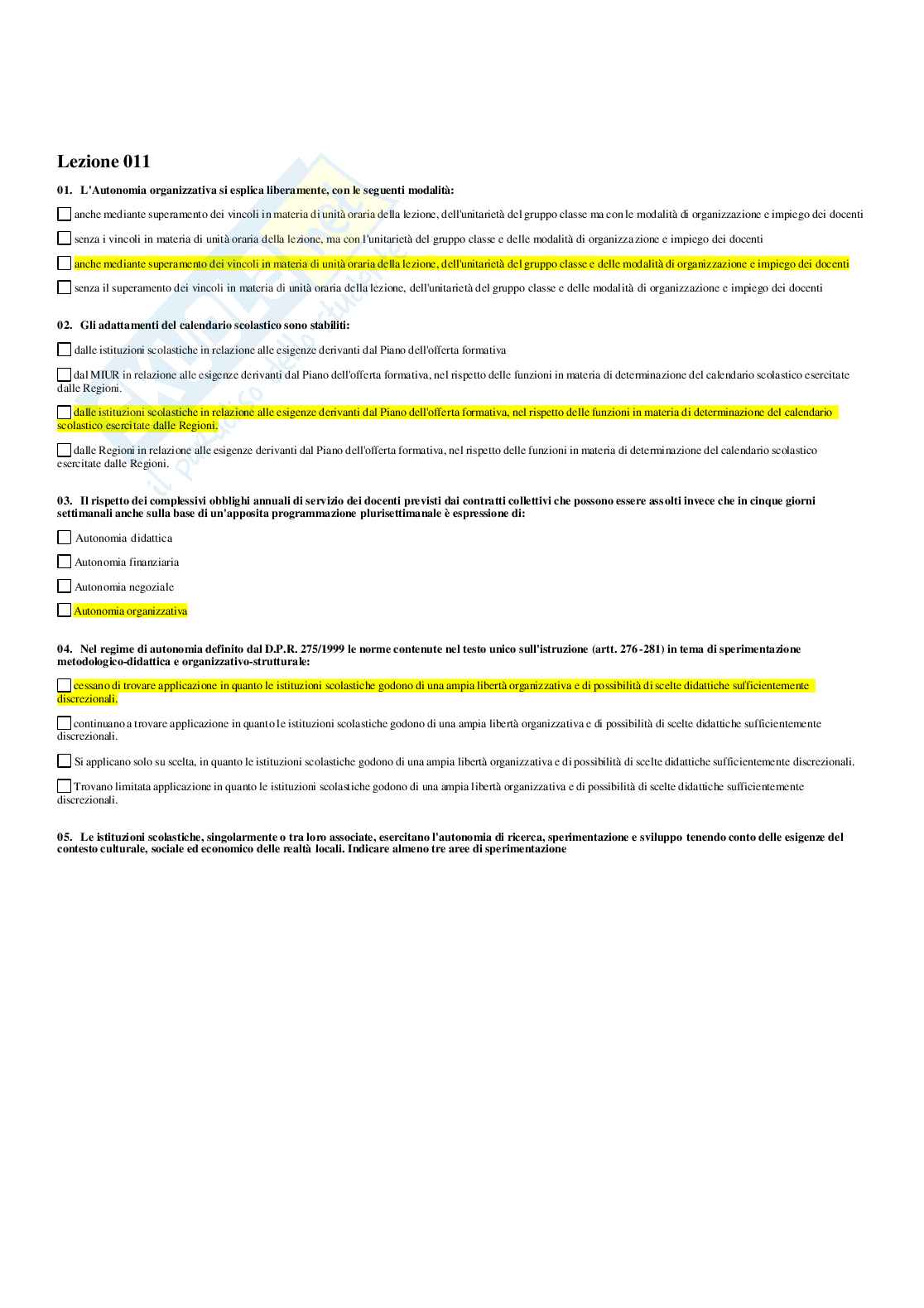 Paniere Principi, legislazione emanagement scolastico (c.) (2026) - Risposte multiple corrette Pag. 16