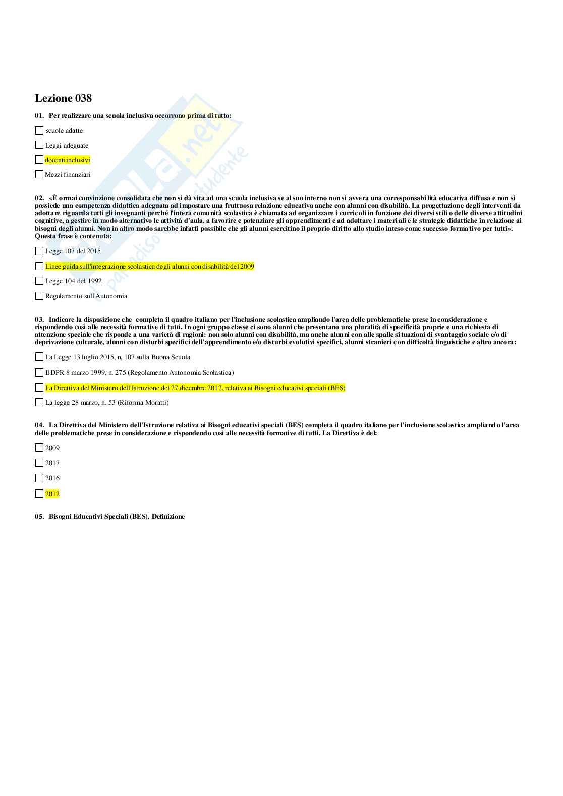 Paniere Principi, legislazione emanagement scolastico (c.) (2026) - Risposte multiple corrette Pag. 46