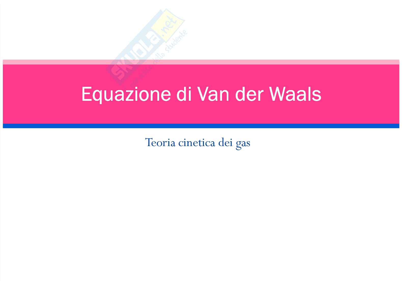Equazione di Van der Waals Pag. 1
