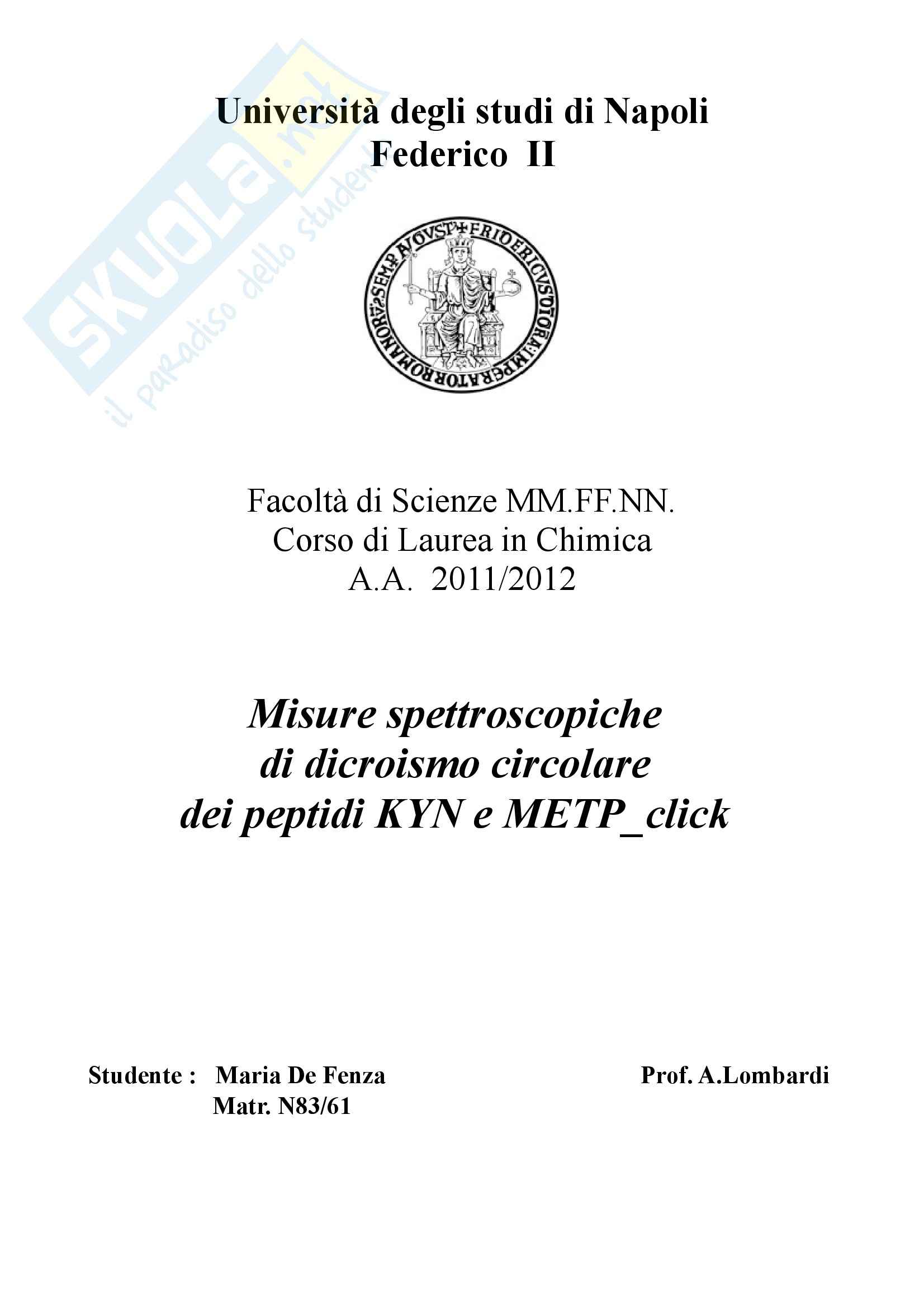 Chimica fisica - dicroismo circolare Pag. 1