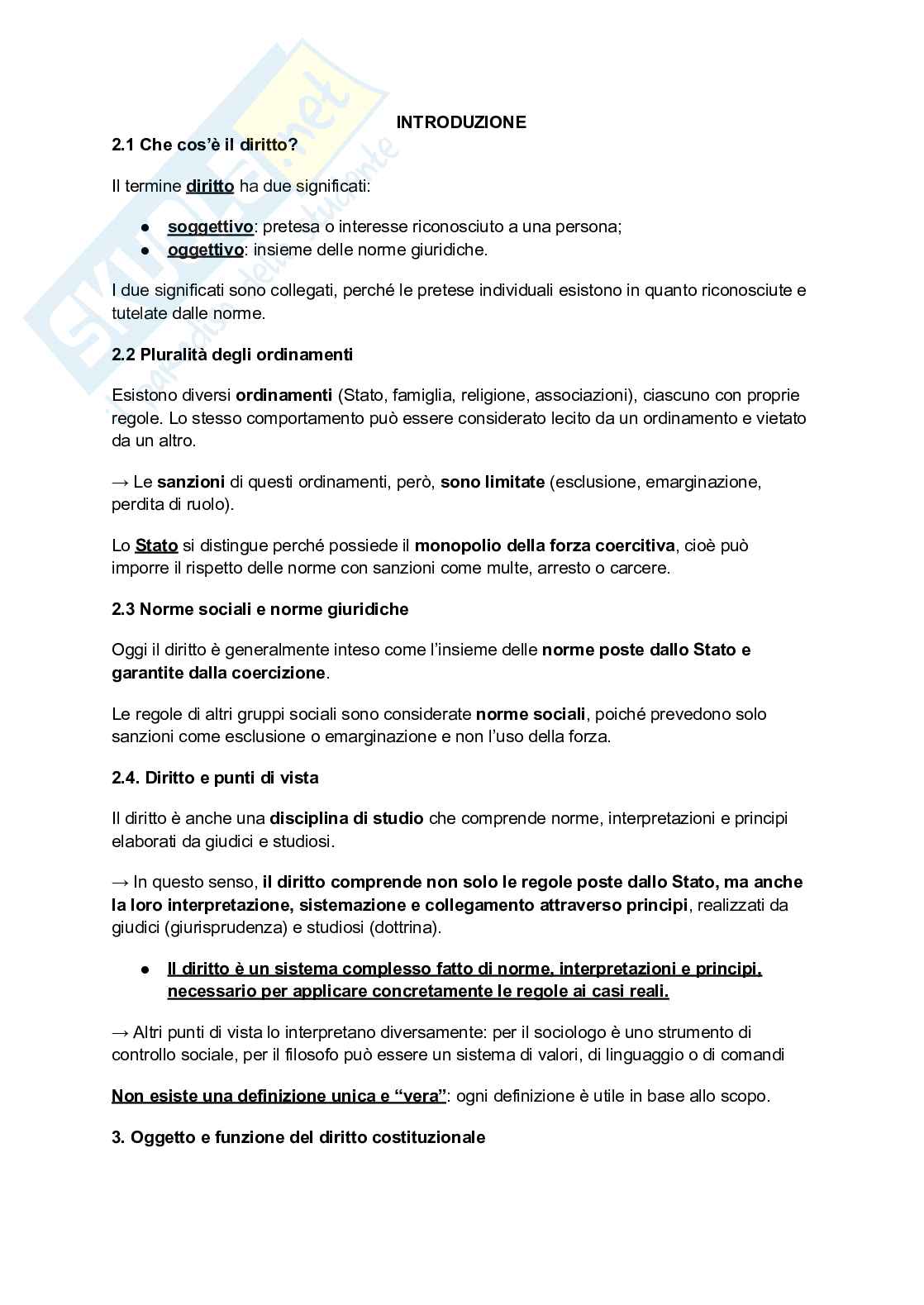 Riassunto esame Diritto Costituzionale, Prof. Faina Giorgio, libro consigliato Diritto costituzionale - Ultima edizione, Bin, Pitruzzella Pag. 1