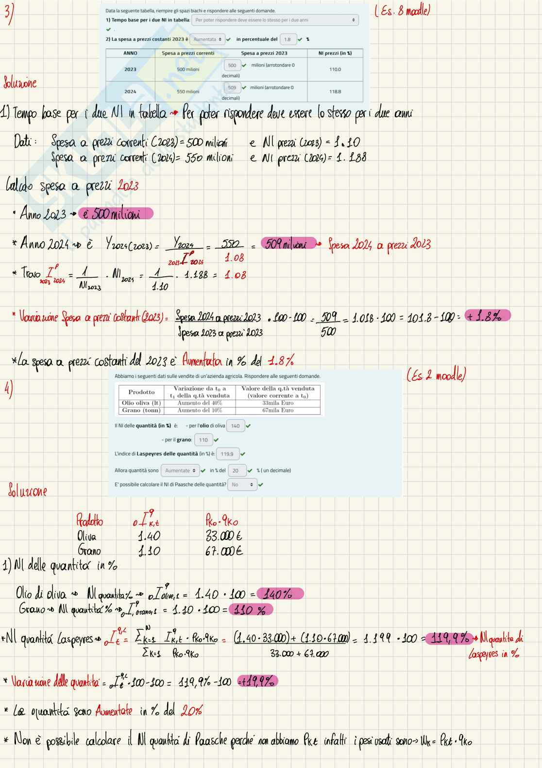 Esercitazioni e Quiz Statistica economica Pag. 2
