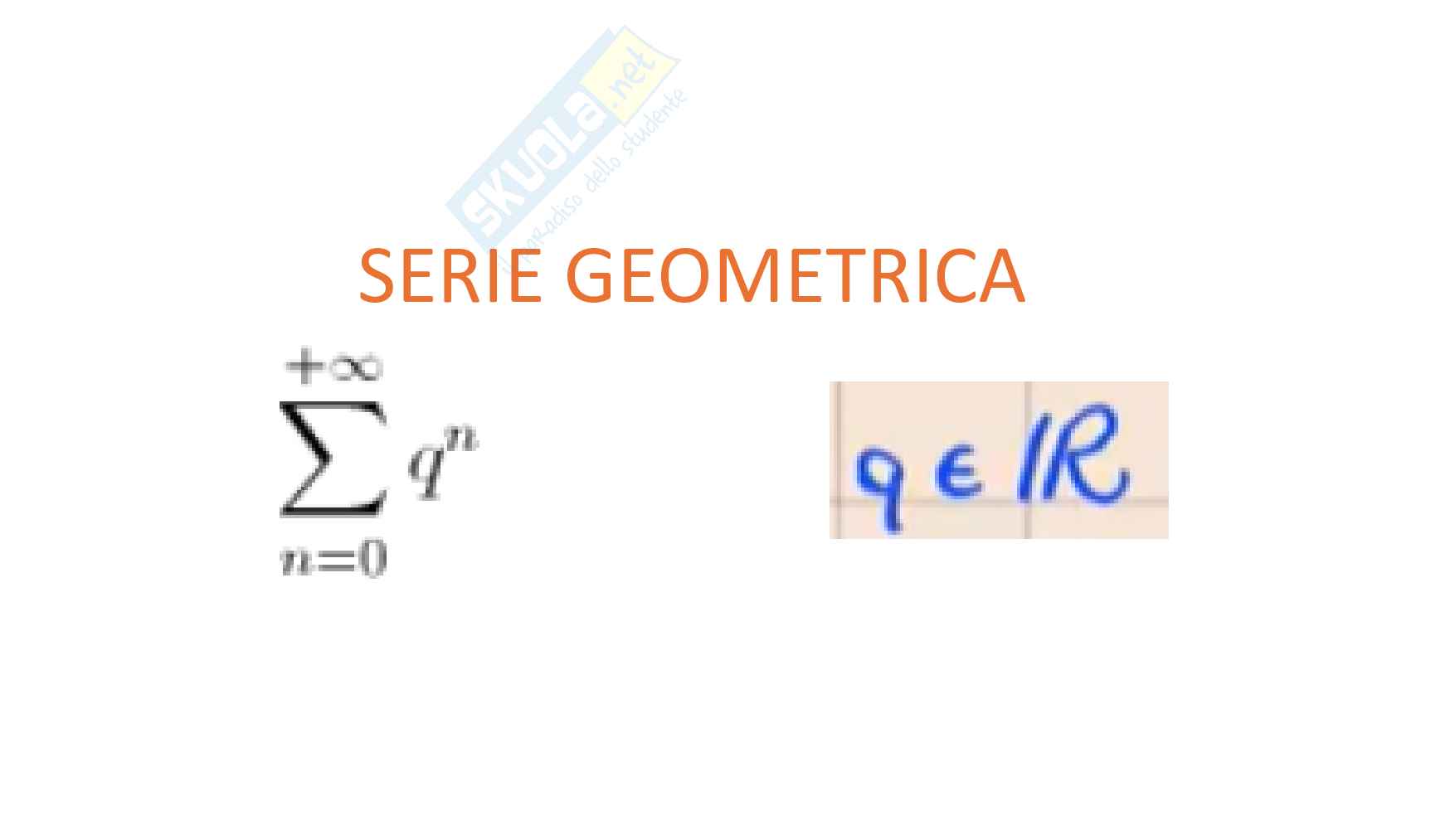 Teoremi sulle serie numeriche Pag. 1
