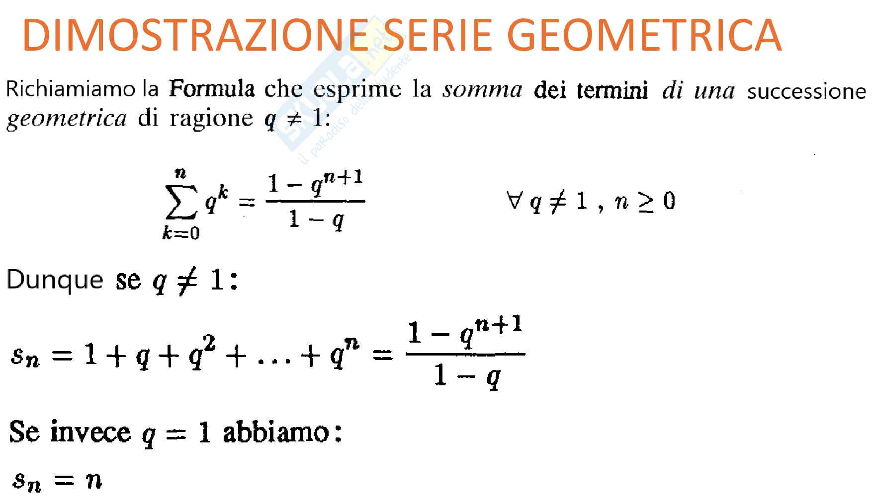 Teoremi sulle serie numeriche Pag. 2