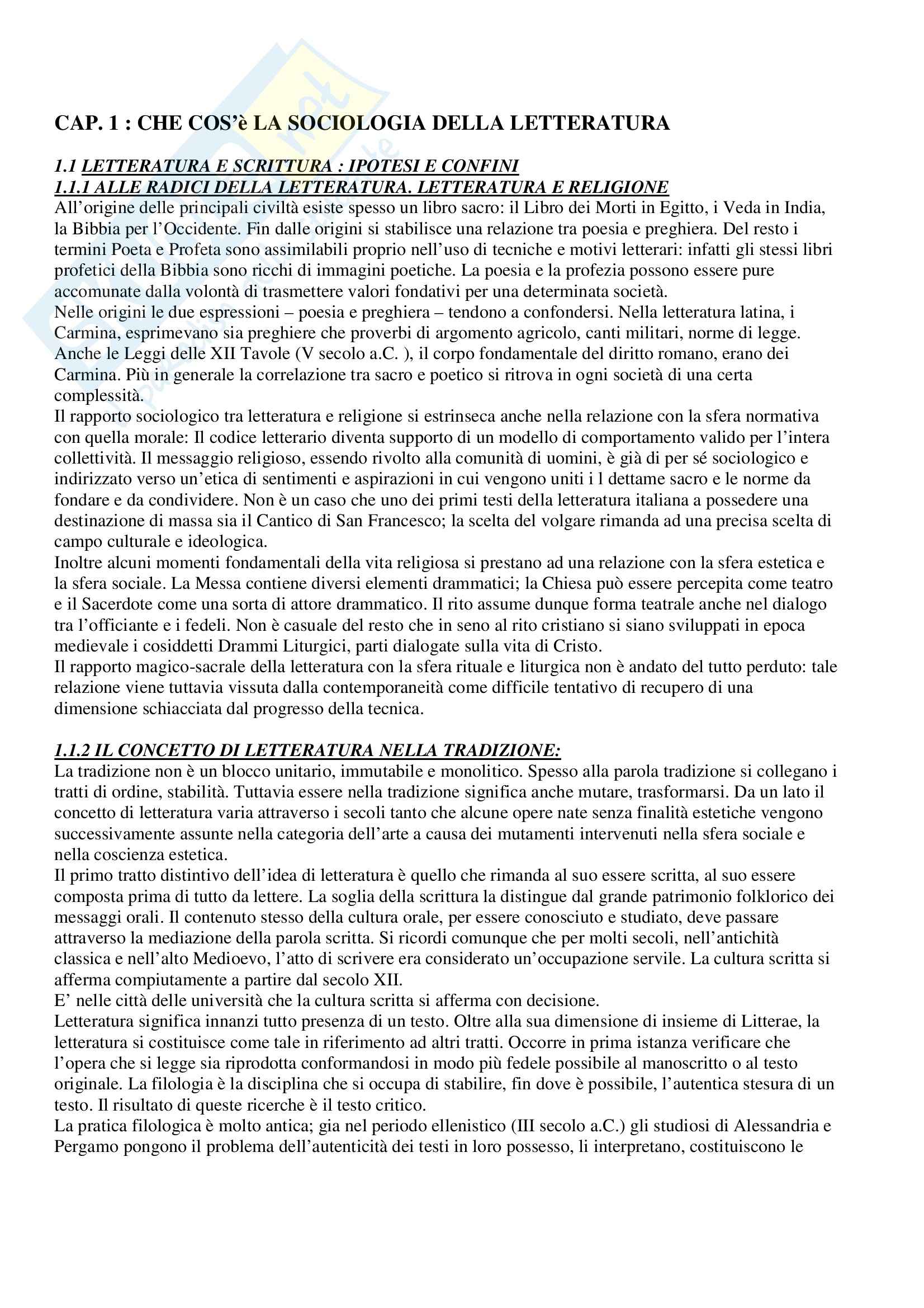 Sociologia della Letteratura - libro Pag. 1