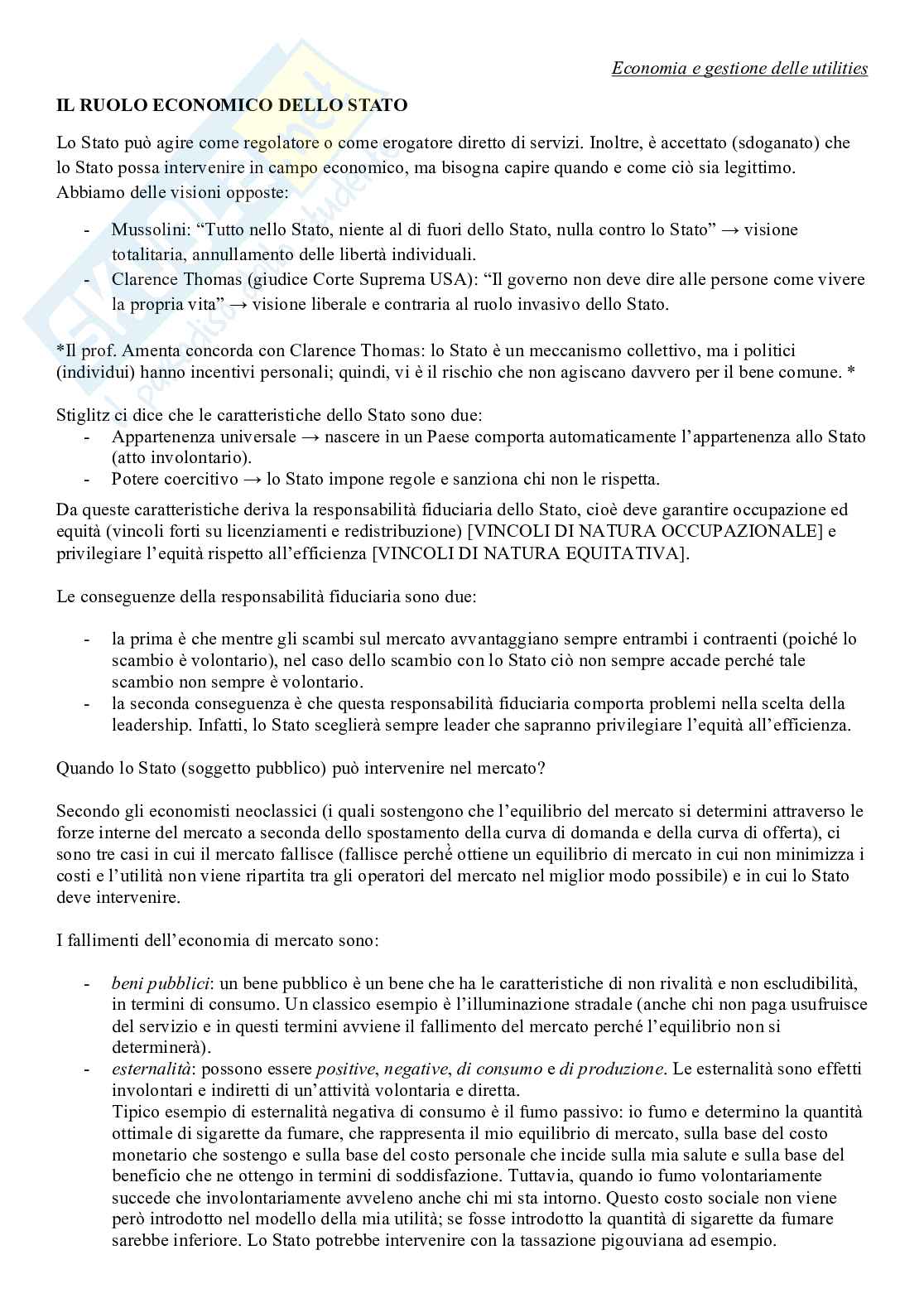 Economia e gestione delle utilities  Pag. 1