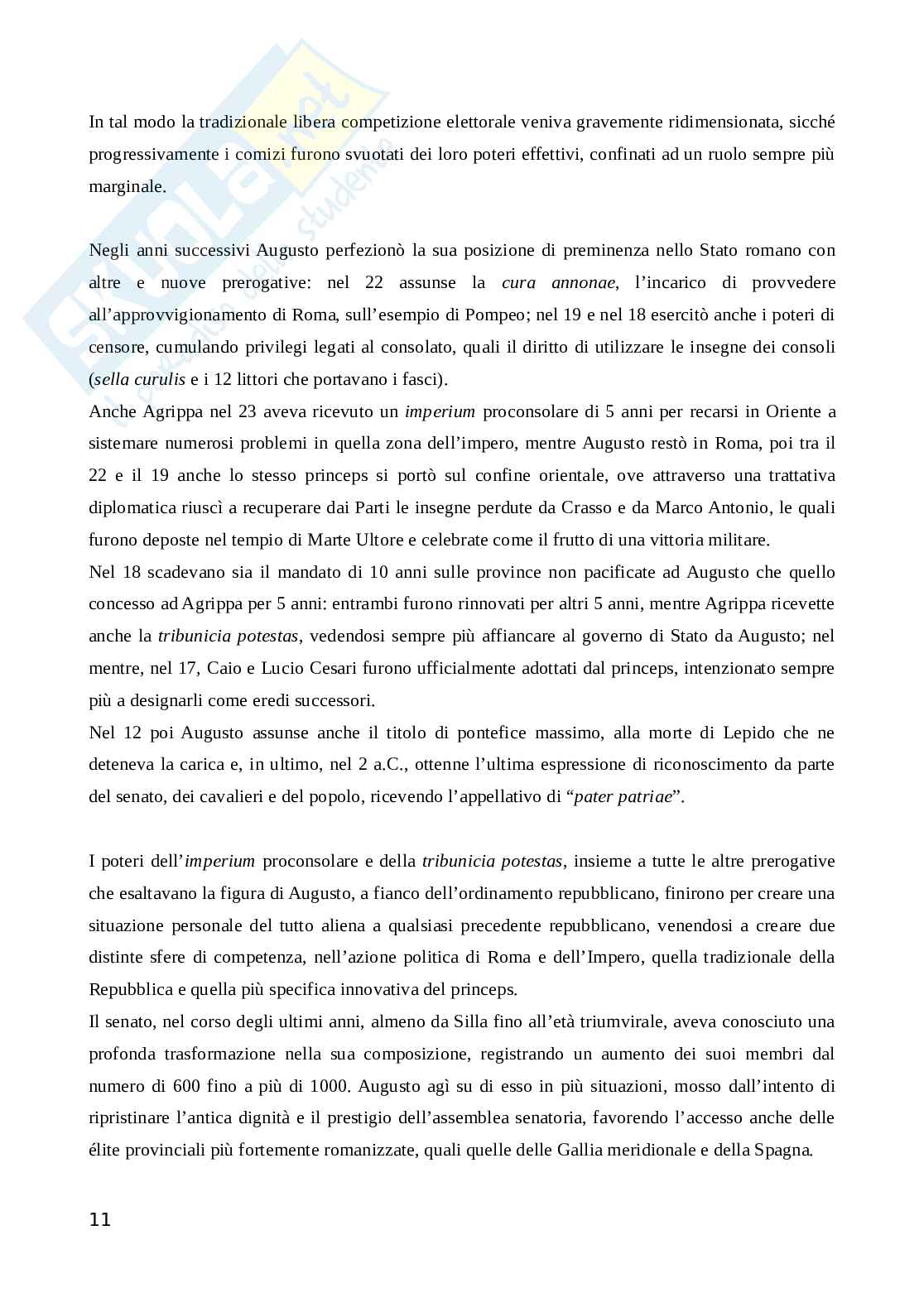 Riassunto esame Storia romana, Prof. Tantillo Ignazio, libro consigliato Storia romana, Gerace, Marcone Pag. 11