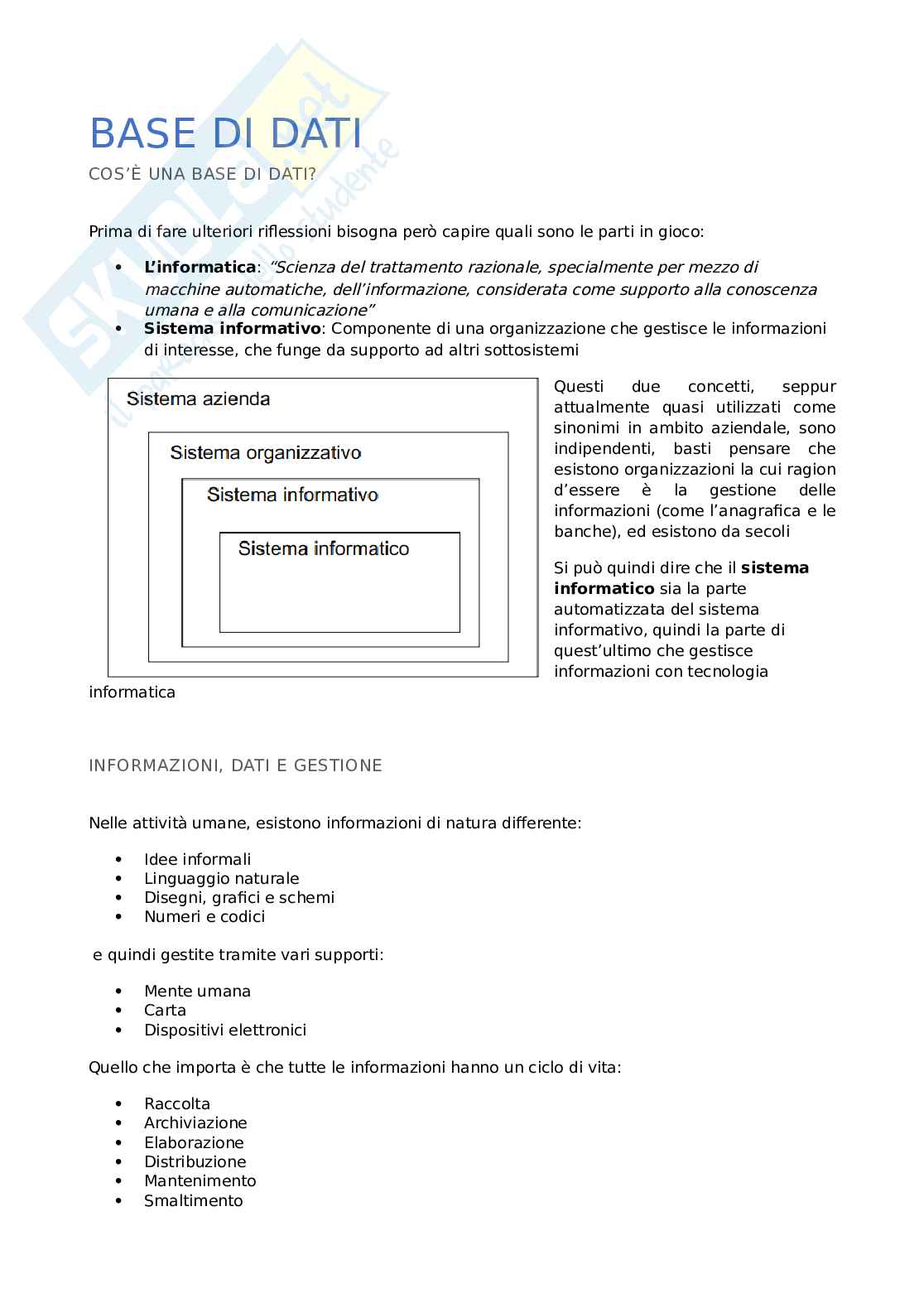 Appunti esame di Base di dati Pag. 1