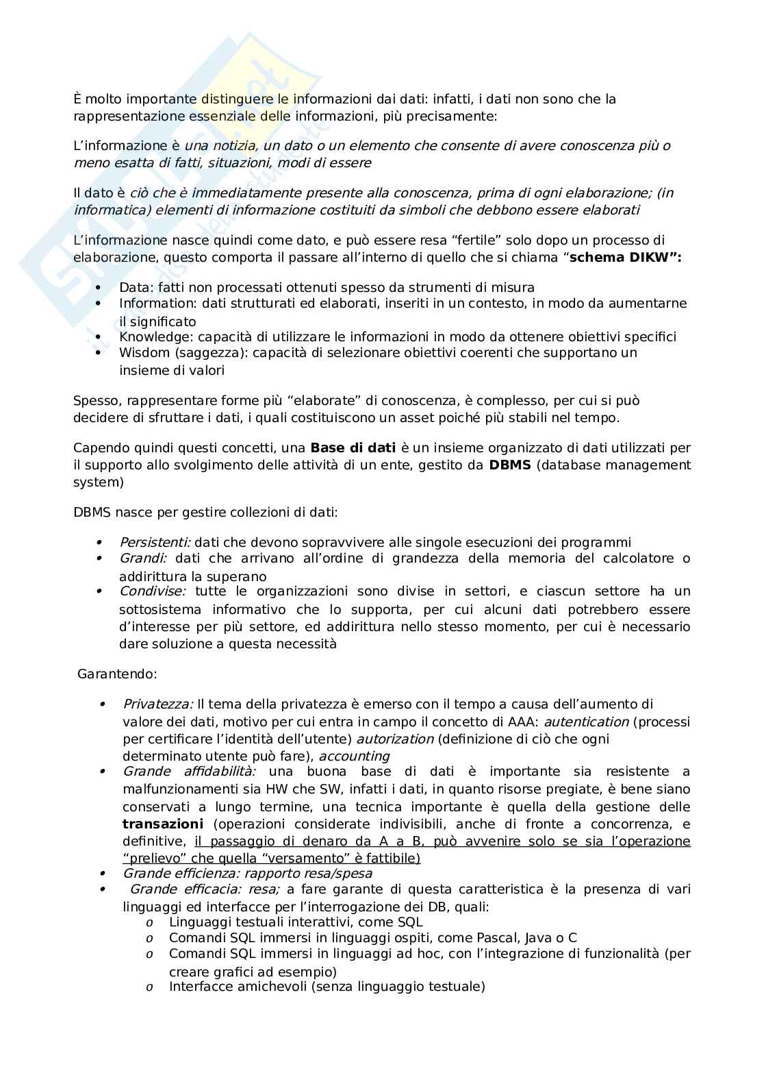 Appunti esame di Base di dati Pag. 2