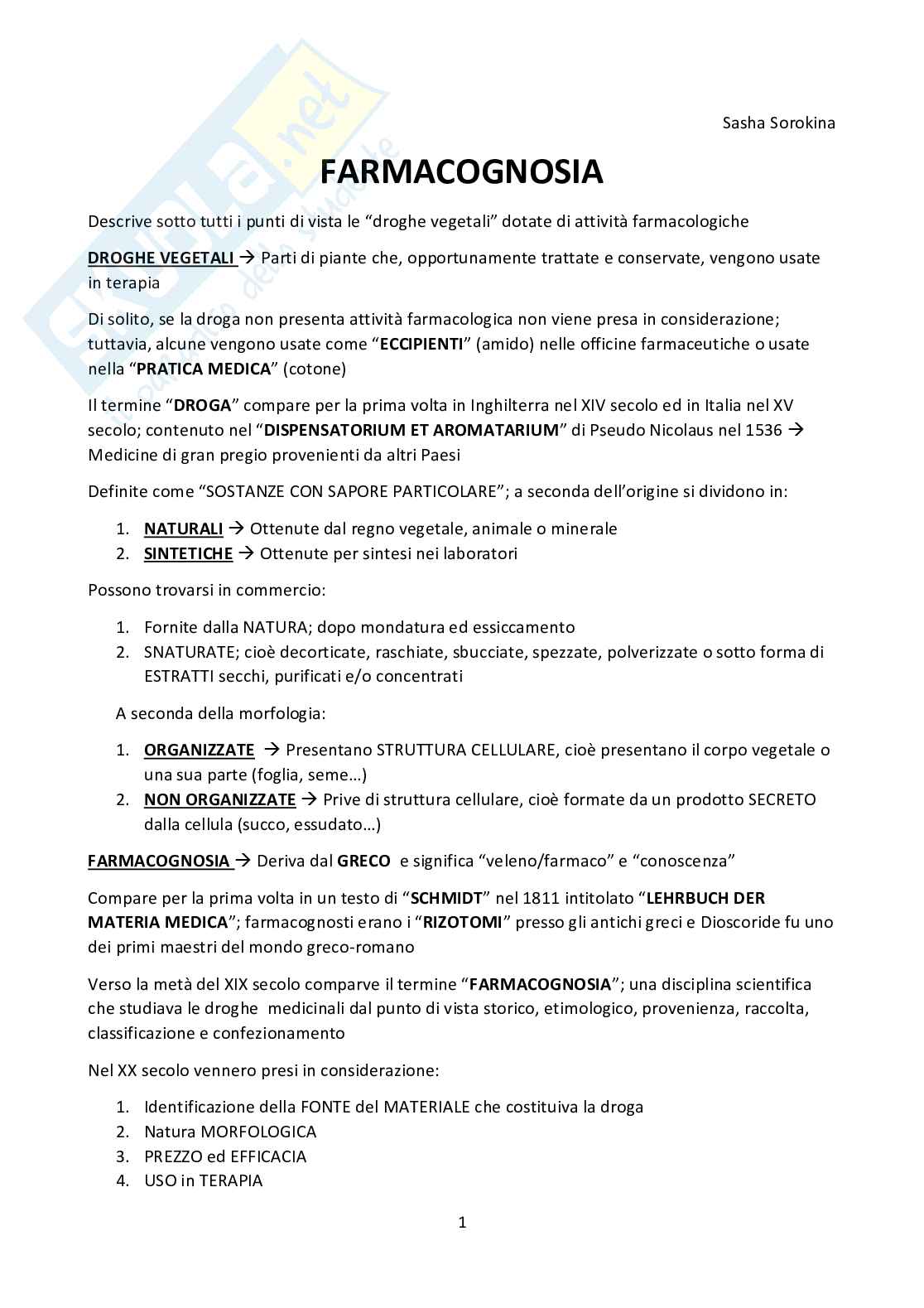 Farmacognosia Pag. 1