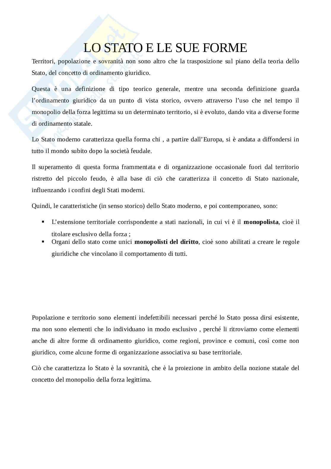 Stato e le sue forme  Pag. 1