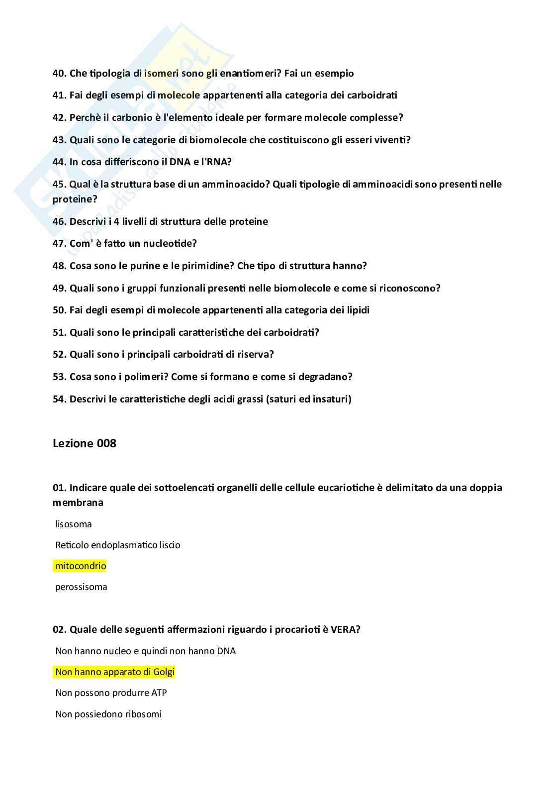 Paniere di Biologia generale Pag. 11