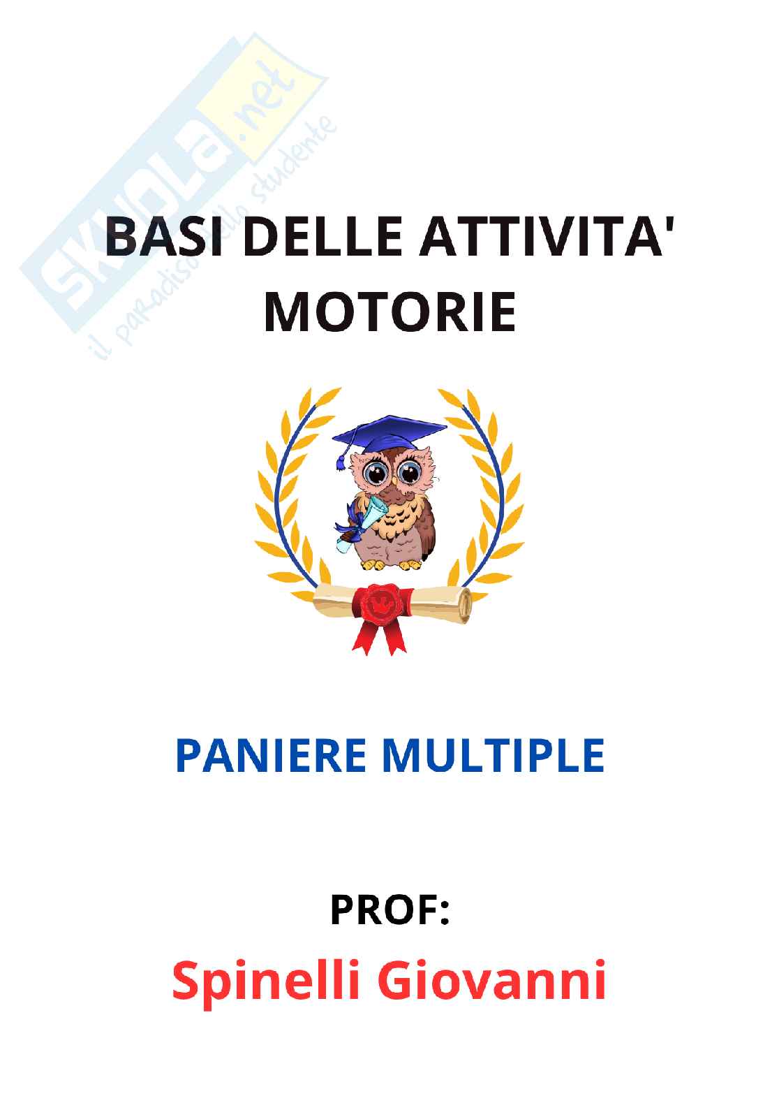 Paniere Basi delle attività motorie - (2026) - Risposte multiple corrette Pag. 1