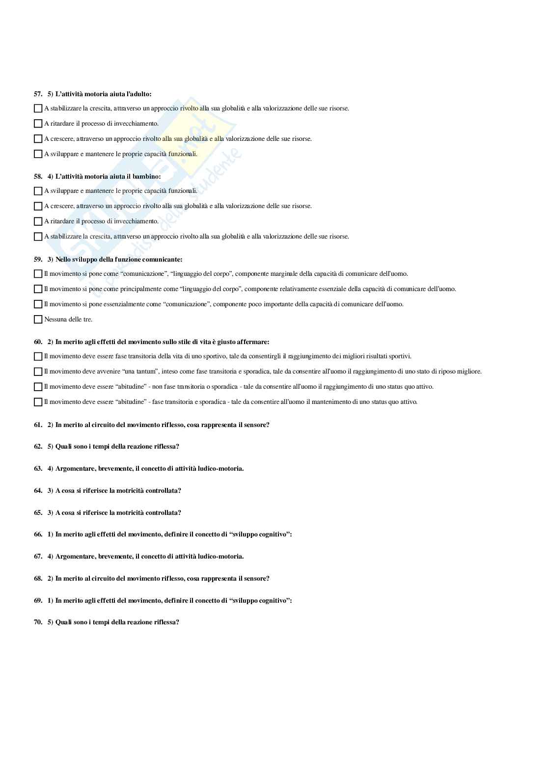 Paniere Basi delle attività motorie - (2026) - Risposte multiple corrette Pag. 11