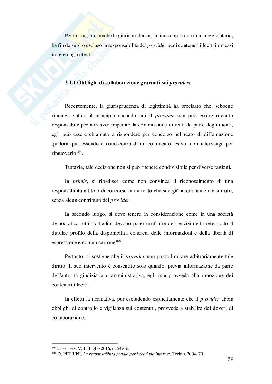Diffamazonie online, profili legislativi, evoluzioni giurisprudenziali e prospettive di riforma Pag. 81