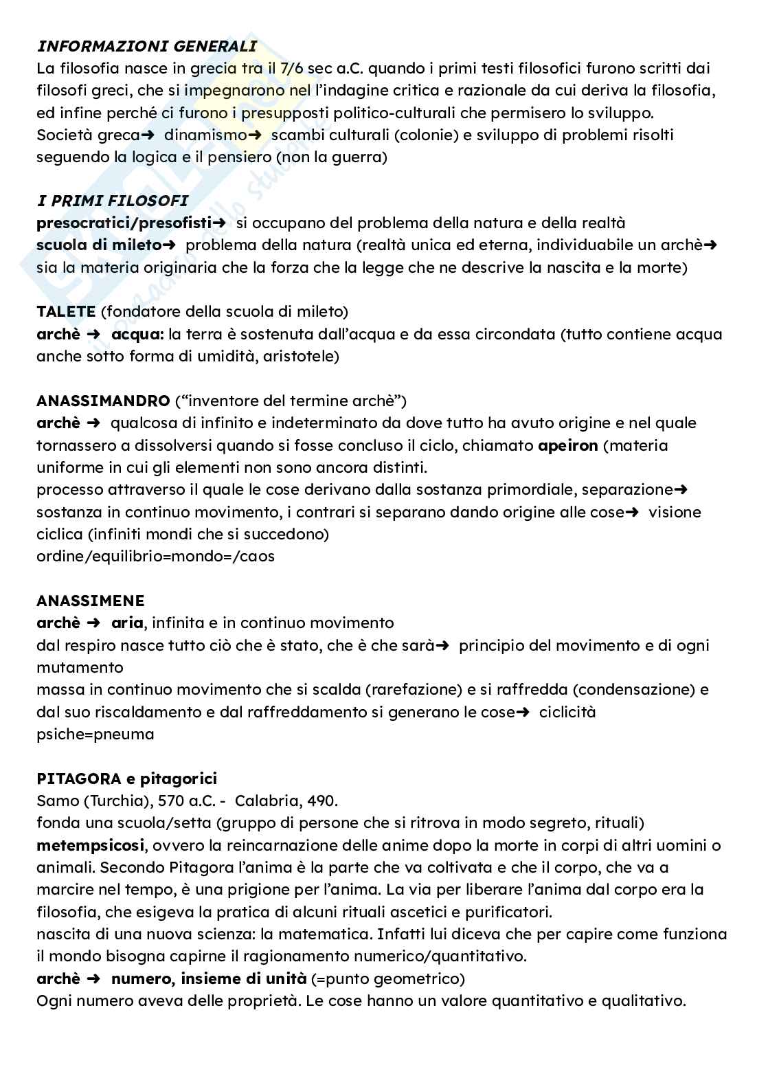 Storia della filosofia Pag. 1