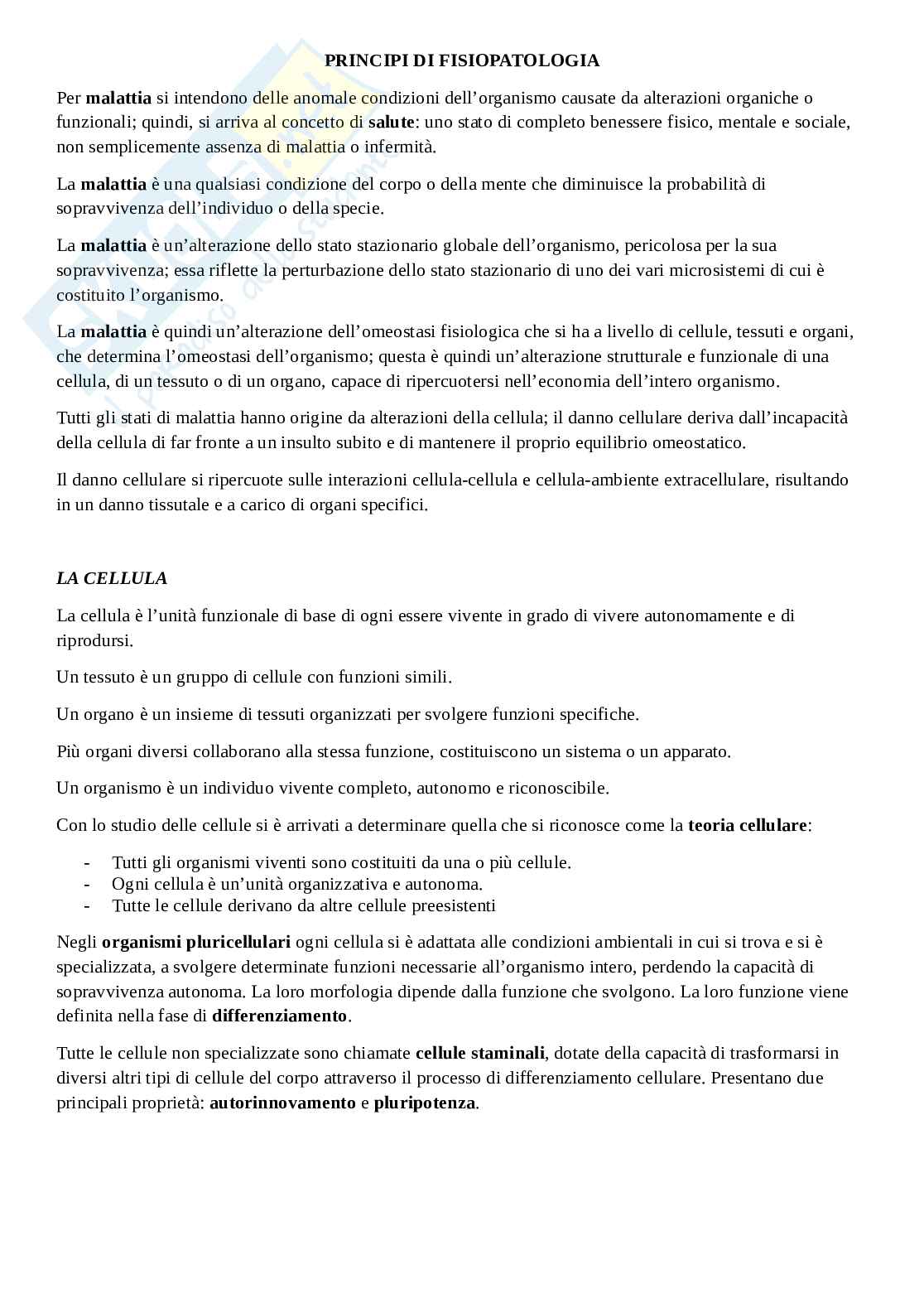 Appunti di Fisiologia e Fisiopatologia Pag. 1
