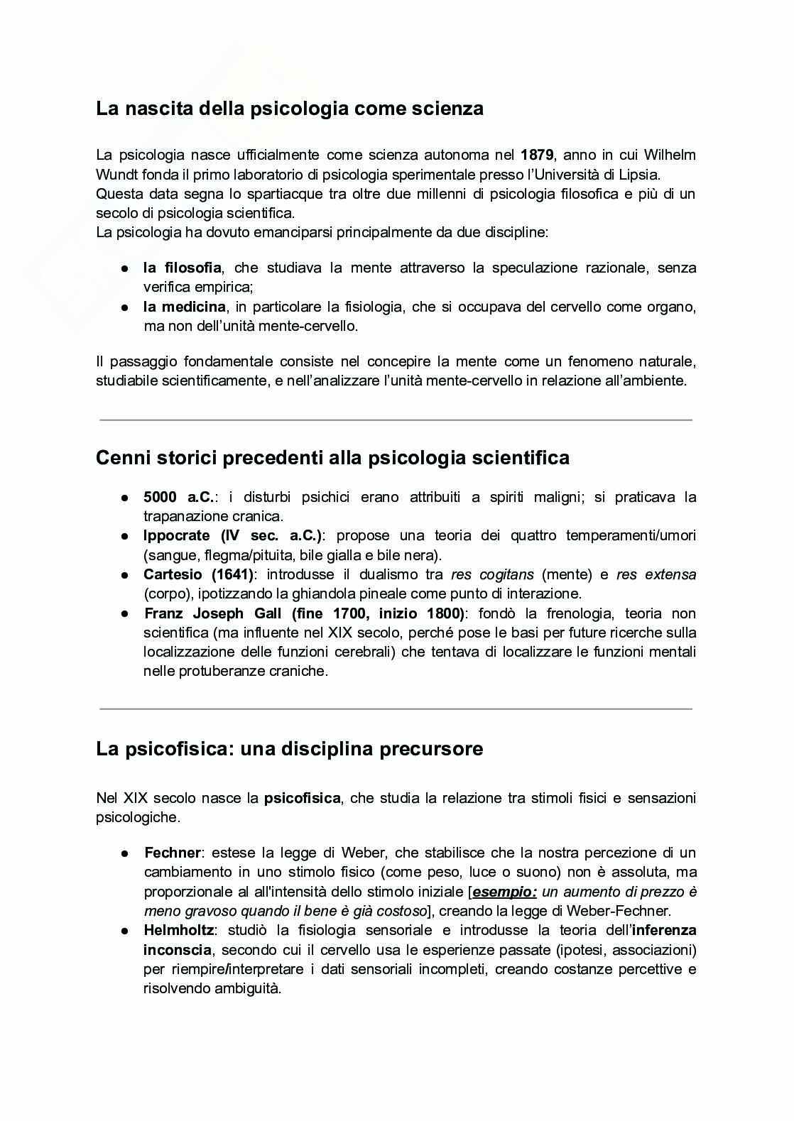 Riassunto esame Psicologia generale, Prof. De Bartolo Paola, libro consigliato Psicologia generale, Feldman Pag. 2