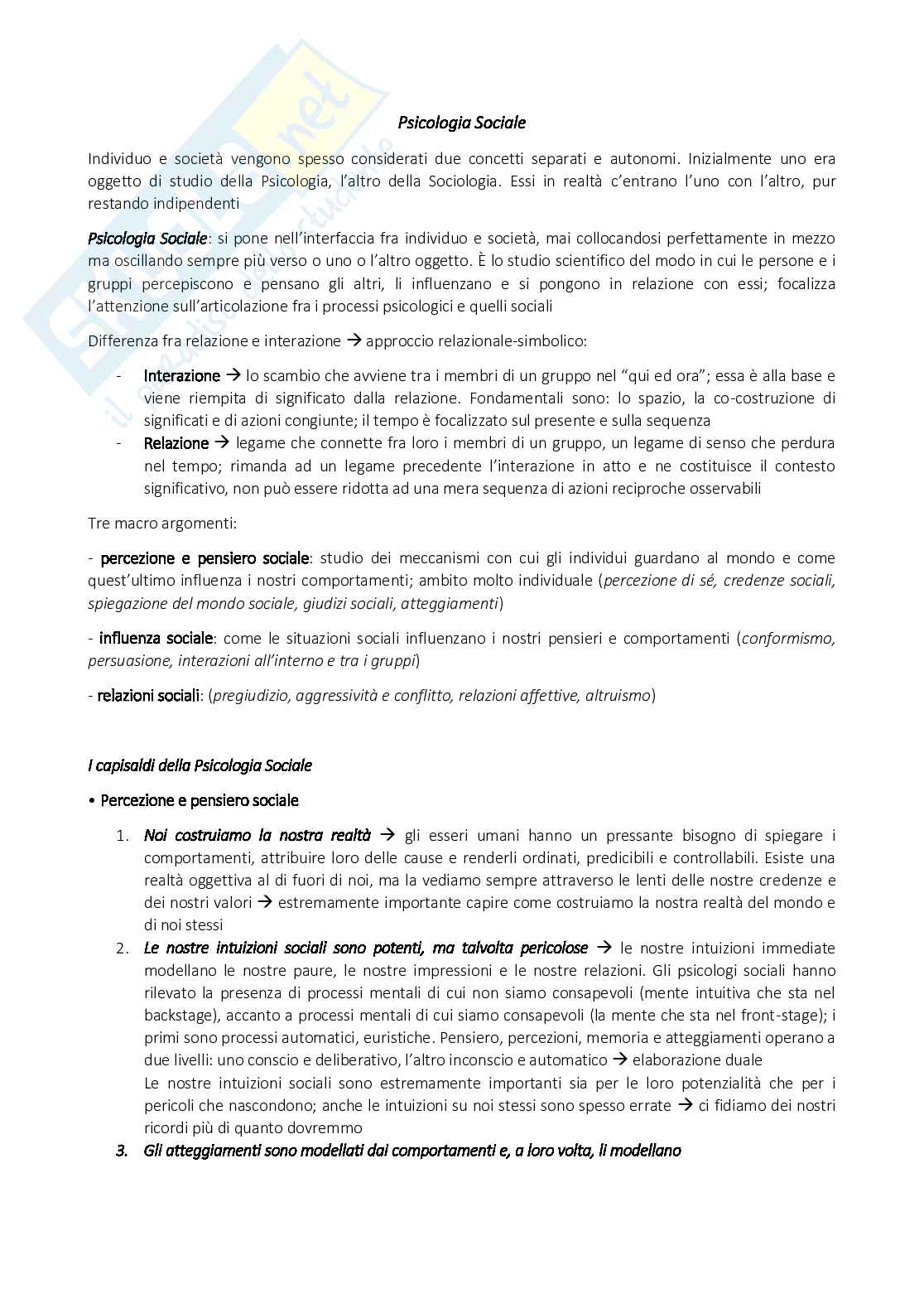 Appunti di Psicologia sociale Pag. 1