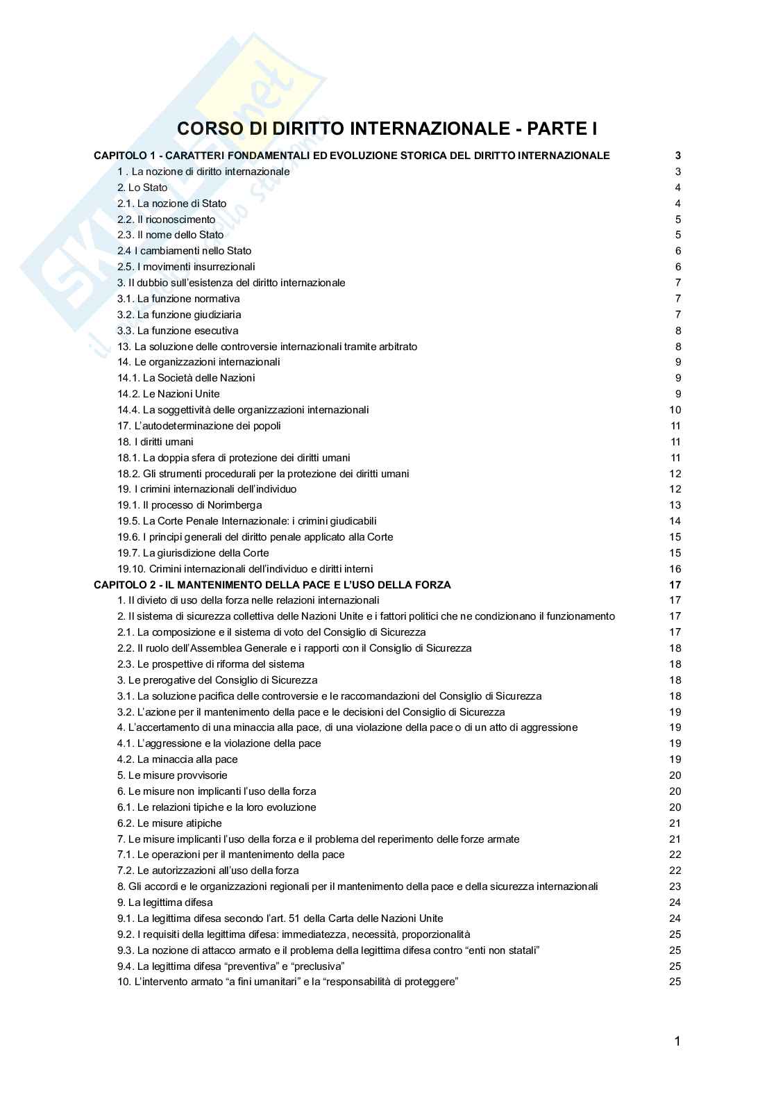 Riassunto esame Diritto internazionale pubblico, Prof. Pineschi Laura, libro consigliato Libri I e II di Corso di Diritto Internazionale, Tullio Scovazzi Pag. 1