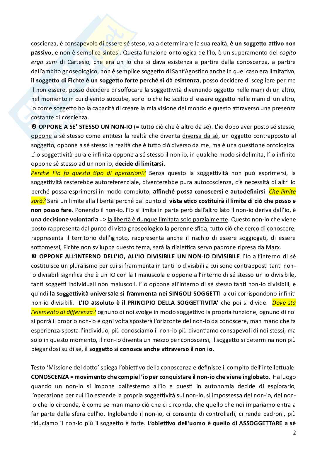 Fichte e Schelling - Iniziatori idealismo tedesco Pag. 2