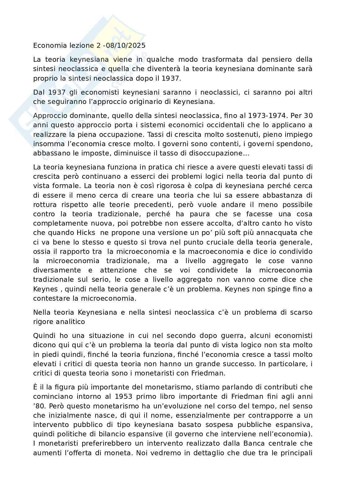 Lezione 2 di Economia dell'impresa Pag. 1