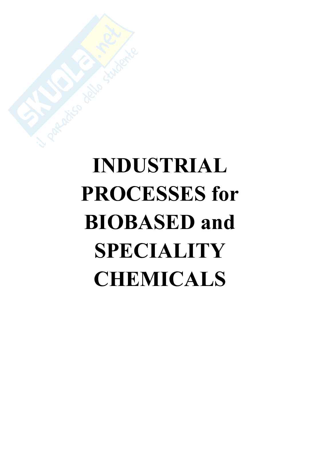 Industrial processes for biobased and speciality chemicals - Domande per l'esame Pag. 1