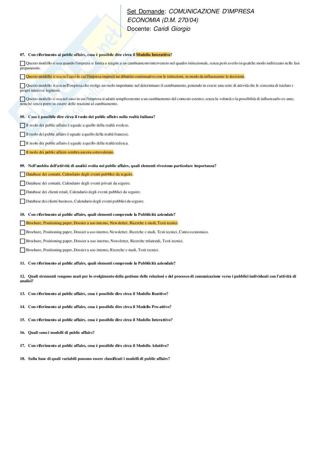 Paniere solo chiuse Comunicazione d'impresa Pag. 41