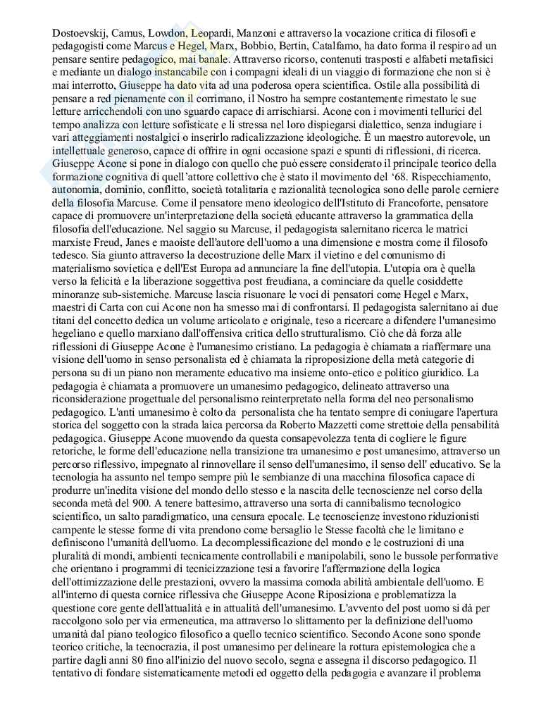 Riassunto esame Pedagogia generale, Prof. Zamengo Federico, libro consigliato Lo sguardo sul mondo, la ricerca del senso, Giuseppe Acone Pag. 6