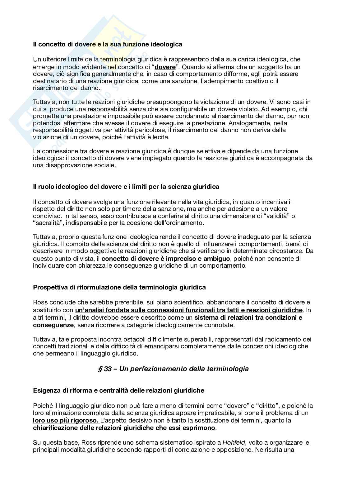 Riassunto esame Filosofia del Diritto, Prof. Re Lucia, libro consigliato Diritto e giustizia, Ross Pag. 66