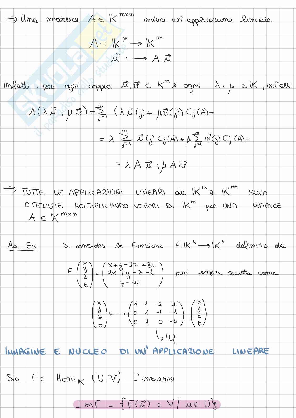 Riassunto esame Algebra lineare e geometria, Prof. Gatto Letterio, libro consigliato Lezioni di Algebra lineare e geometria, Gatto Pag. 2