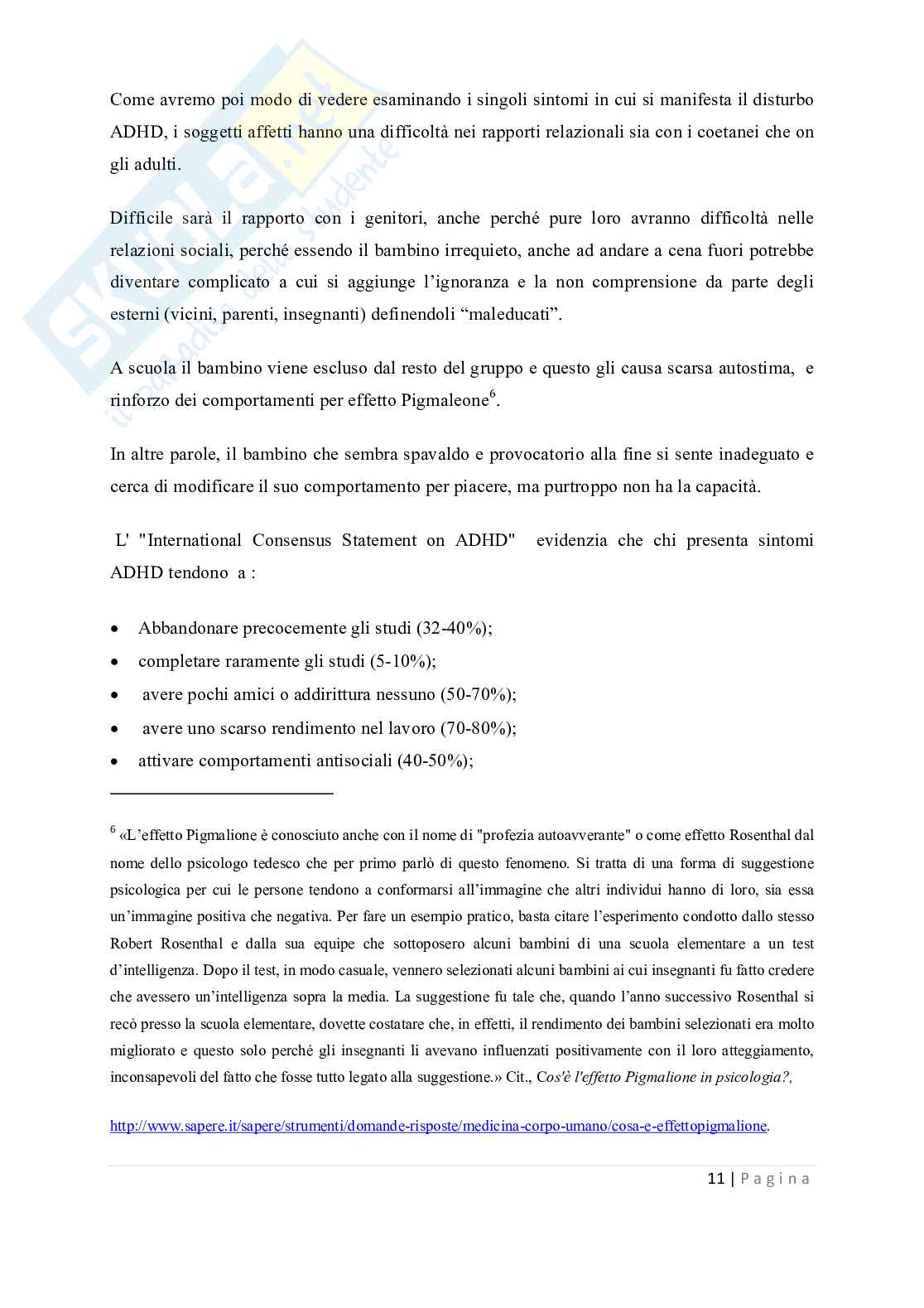 Tesi - Disturbi del deficit dell'attenzione e dell'iperattività ADHD Pag. 11