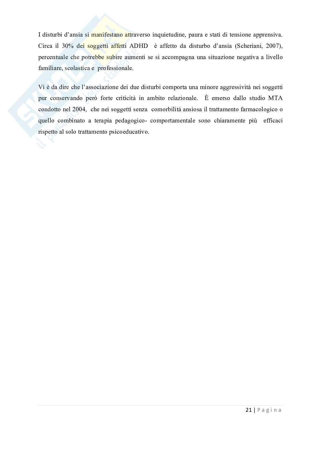 Tesi - Disturbi del deficit dell'attenzione e dell'iperattività ADHD Pag. 21