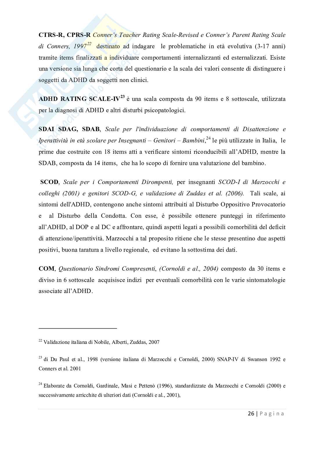 Tesi - Disturbi del deficit dell'attenzione e dell'iperattività ADHD Pag. 26